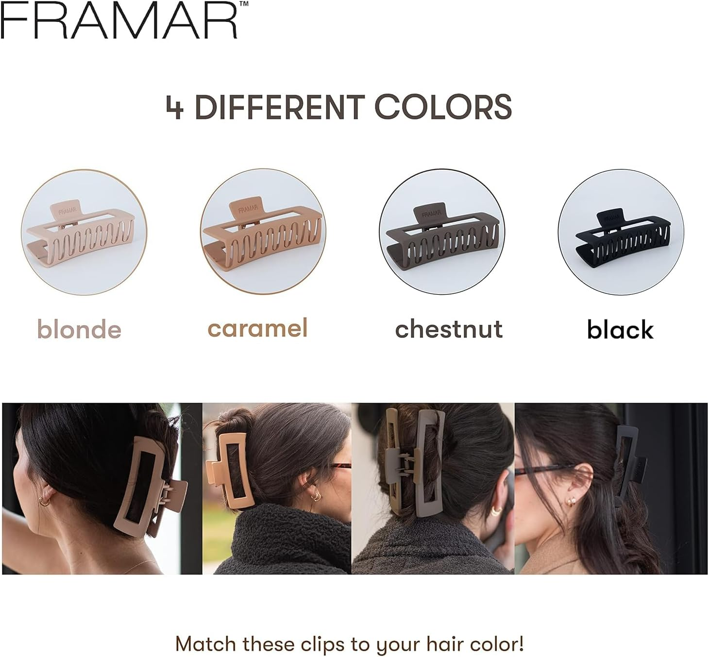 FRAMAR Large Claw Clips for Thick Hair Hair Claws for Thick Hair, Long Hair Claw Clips Variety Pack, Large Hair Clips for Thick Hair, Cute Claw Clips for Long Hair, Large Claw Clip image number 2