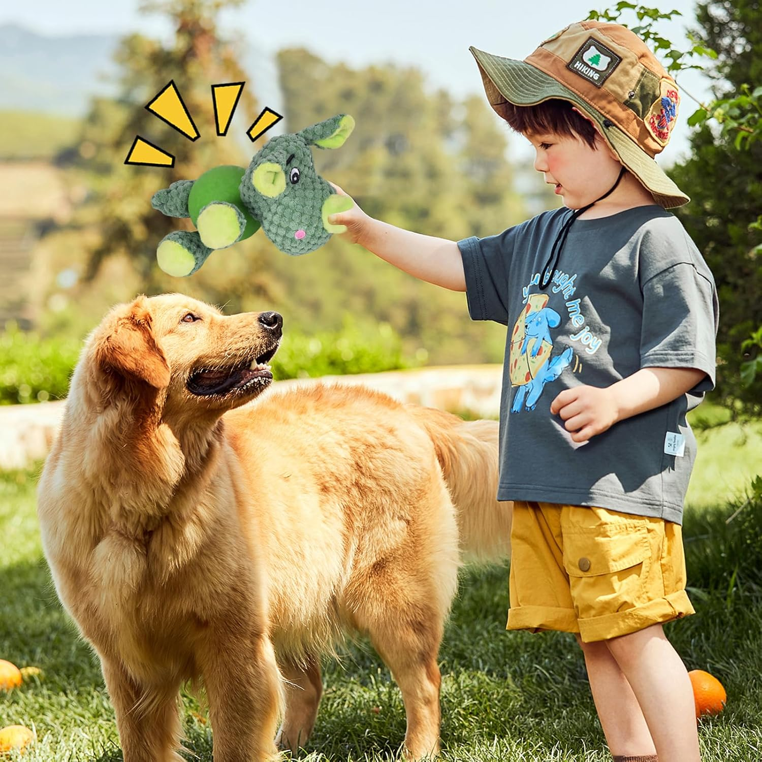 Rhino Dog Toy, Plush Dog Toy, Cute Squeaky Dog Toy with Rubber Ball, Plush Puppy Toy, Stuffed Dog Chew Toy for Puppies, Small and Medium Dogs, Pets image number 1