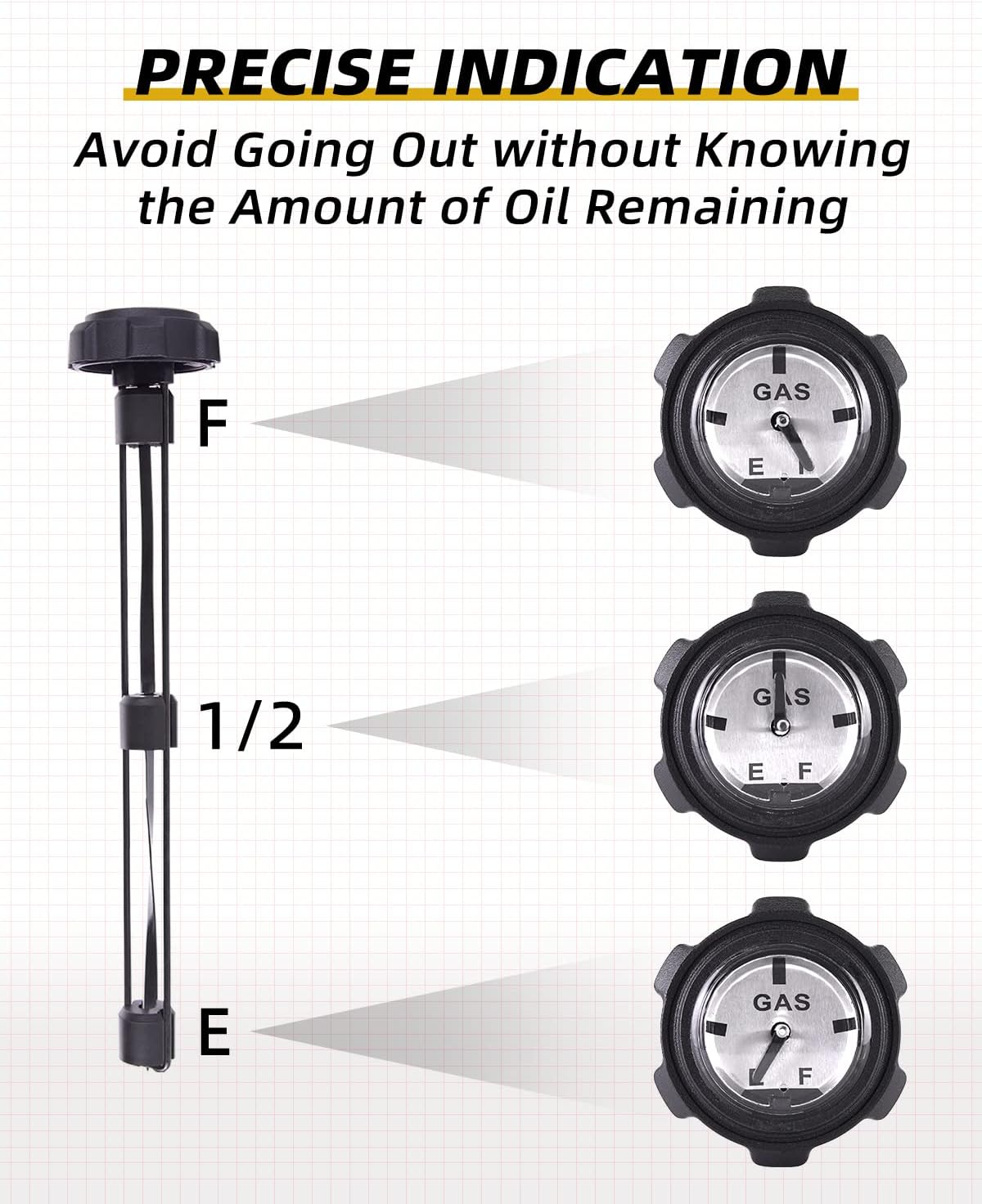 QUICKWOLF Ranger Gas Cap,1240119 Gas Cap with Gauge Compatible with Polaris Ranger 400 425 500 700 TM Fuel Gauge, Anti-Corrosion Material image number 2