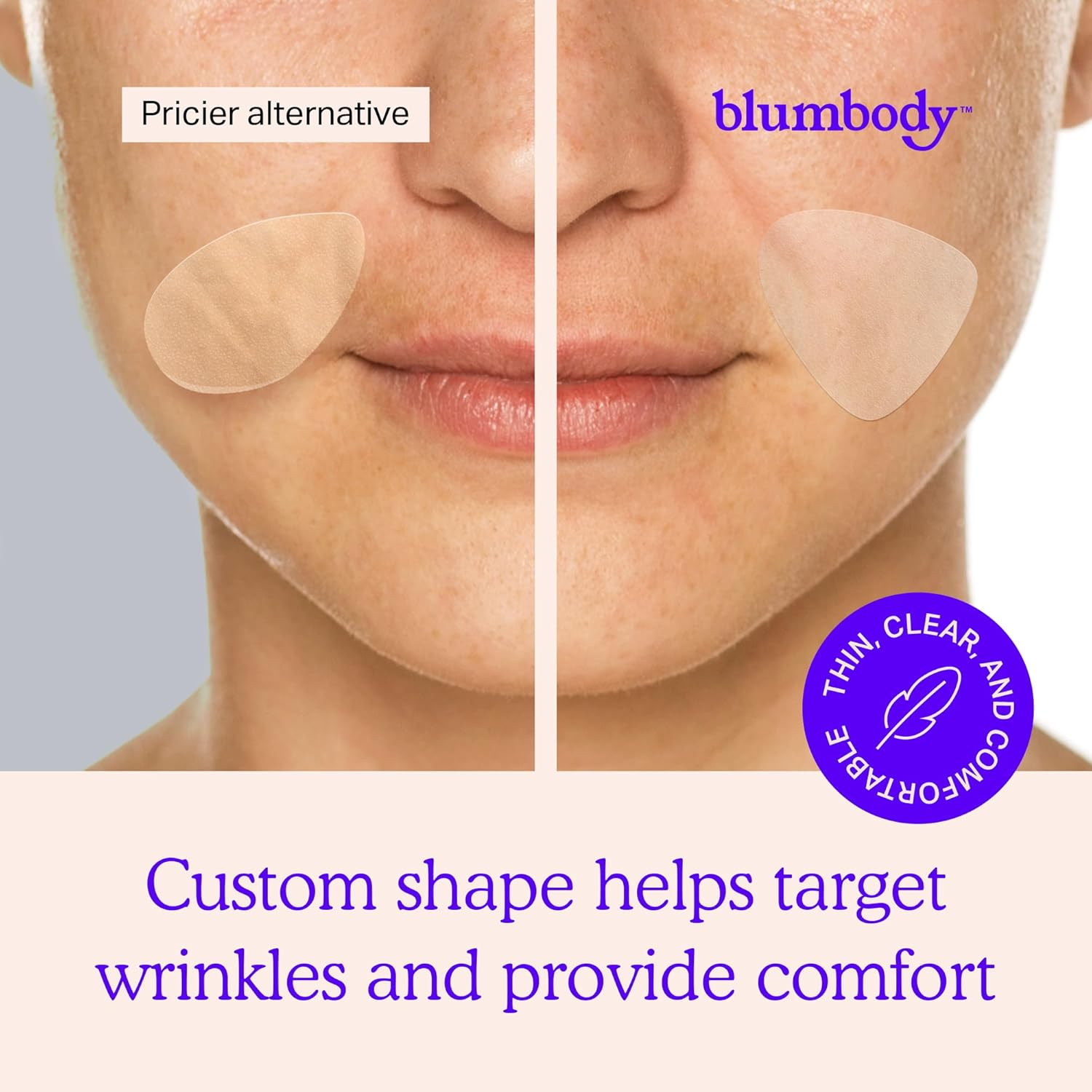 BLUMBODY Face & Forehead Wrinkle Patches - Mini anti Wrinkle Facial Patches to Smooth Eye, Mouth, Forehead Wrinkles - Non-Silicone Face Tape for Fine Wrinkles between Eyes & Face - 160 Face Patches image number 2