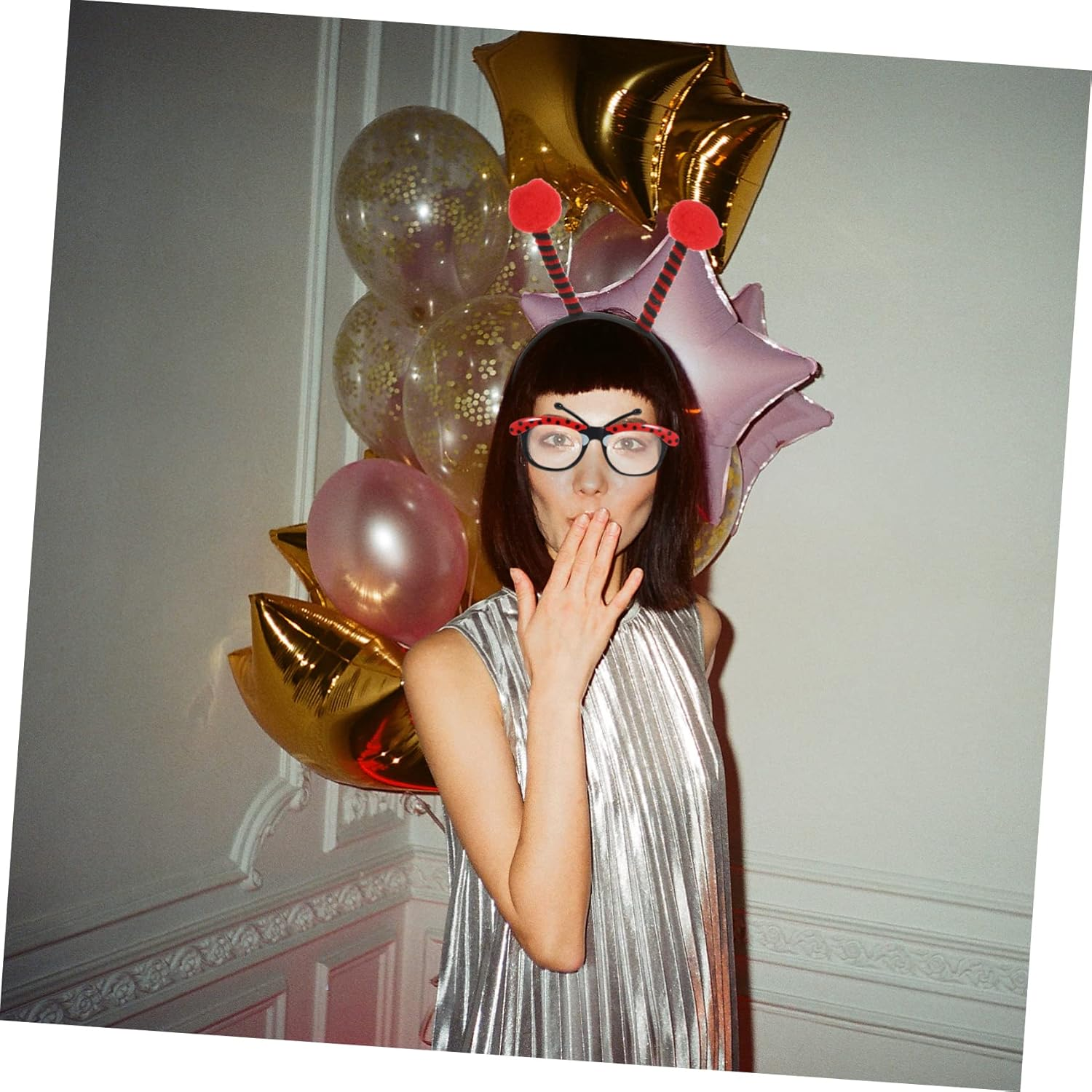 Vaguelly 2 Sets Ladybug Headband Costume Accessory Ladybug Glasses Party Favor Photo Prop Headband