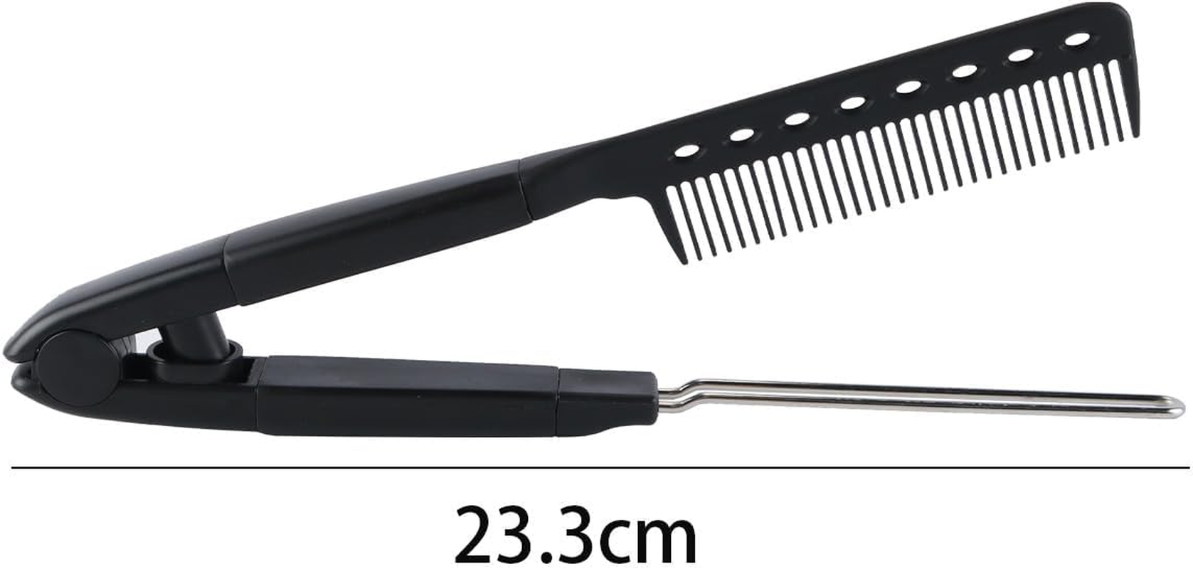 Gorise V Shape Hair Straightening Comb Brush Straightening Comb Hair Care Tool Dry and Wet Use Portable Styling with Folding Handle image number 3