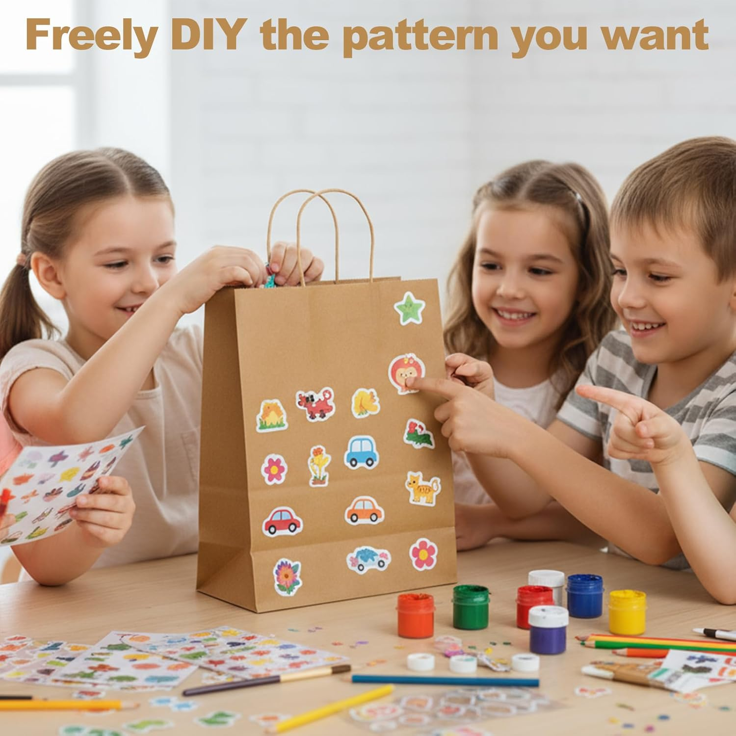 CORORIO 50 Pack Brown Kraft Paper Gift Bags with Handles,21X11X27 CM Small Bags Kraft Paper Bags for Thank You'S Day Shopping Birthday Grocery Retail Business Party image number 6