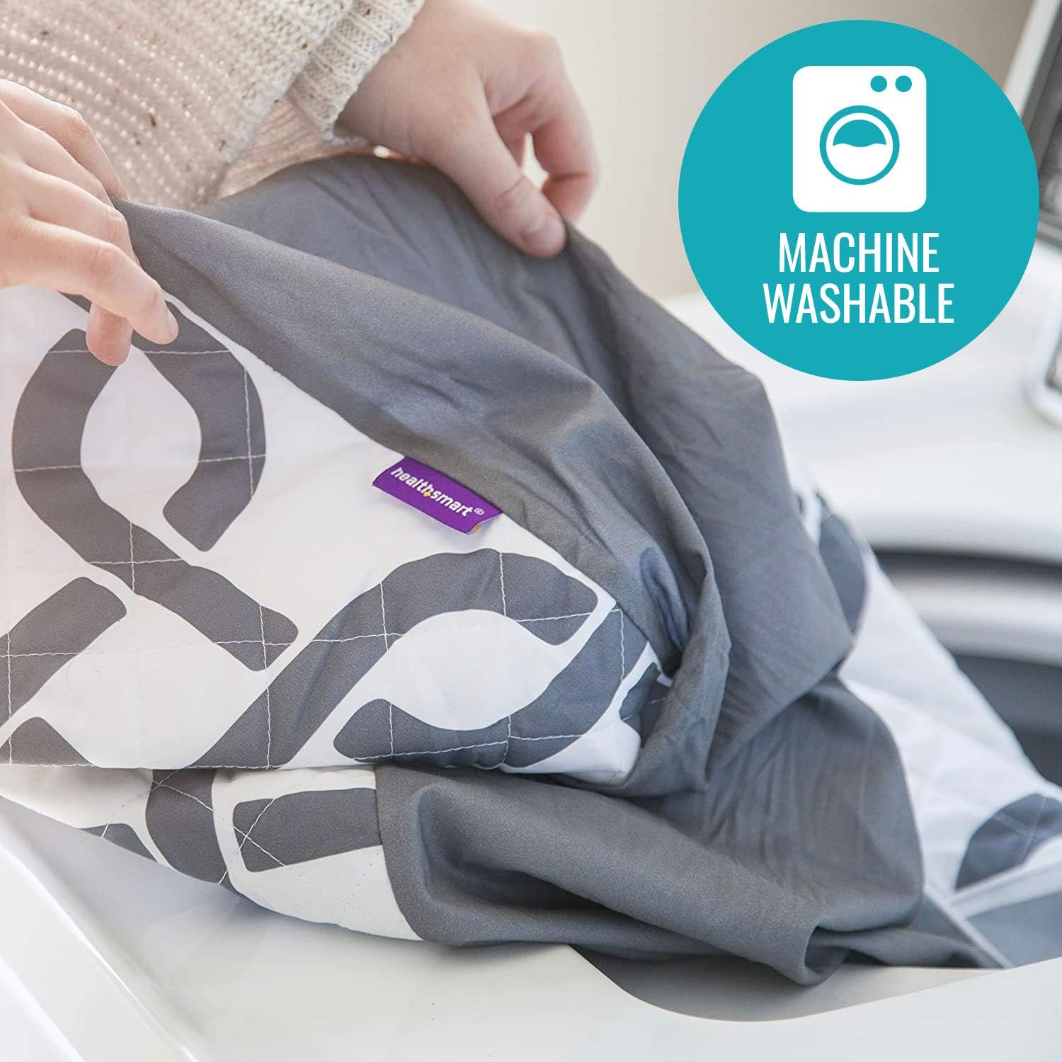 Healthsmart Premium Ultra-Soft Hypoallergenic Bed Wedge Cover, Zippered with Spill Protection, Gray Links, Fits 12 X 24 X 24 Inch Bed Wedges image number 1