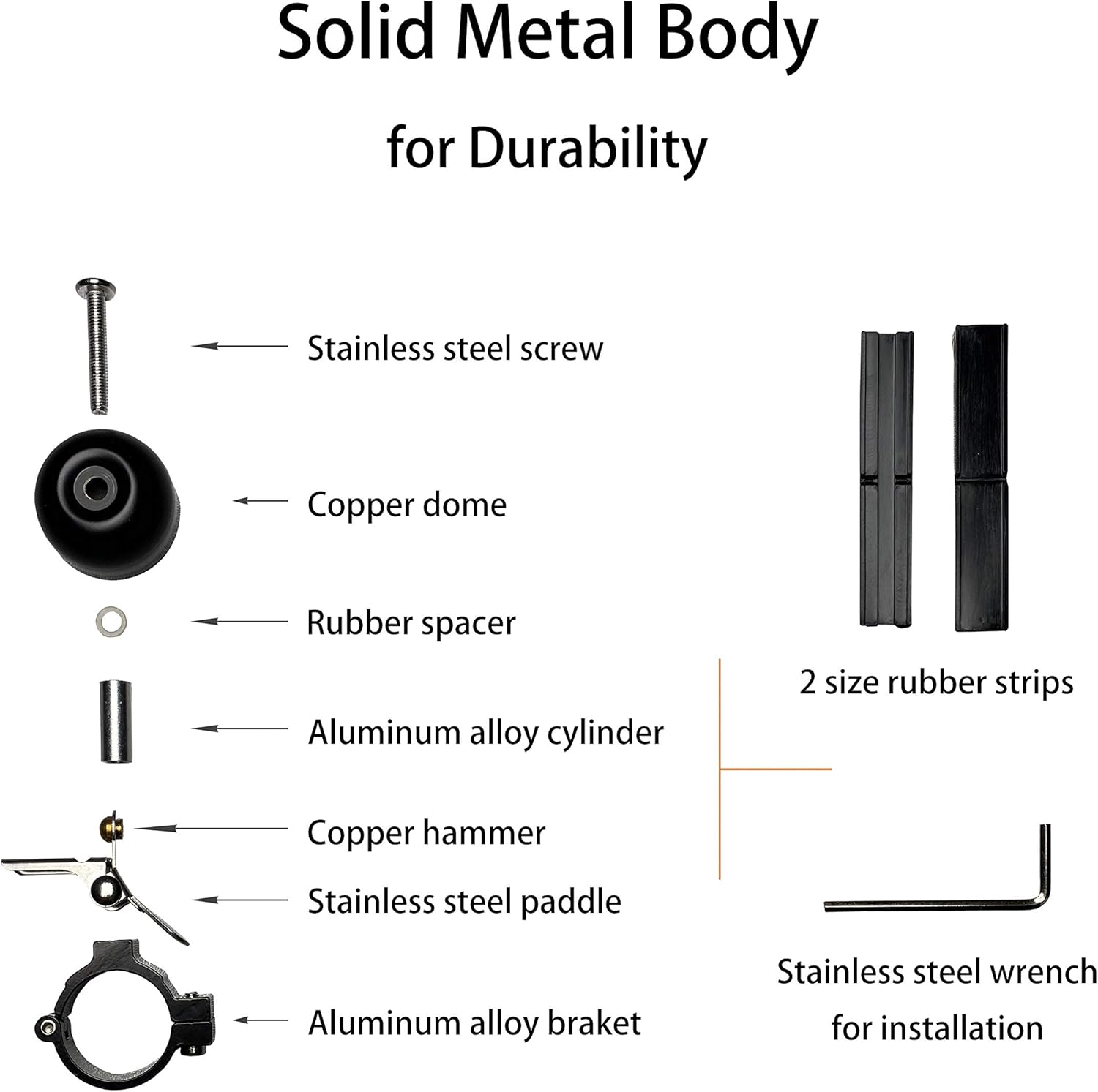 Brass Bike Bell Pro, All Metal Body, Loud Decent Tone Bicycle Ring Bell for Adults and Kids, Fits 0.79 to 1 Inch Bicycle Handlebars image number 4