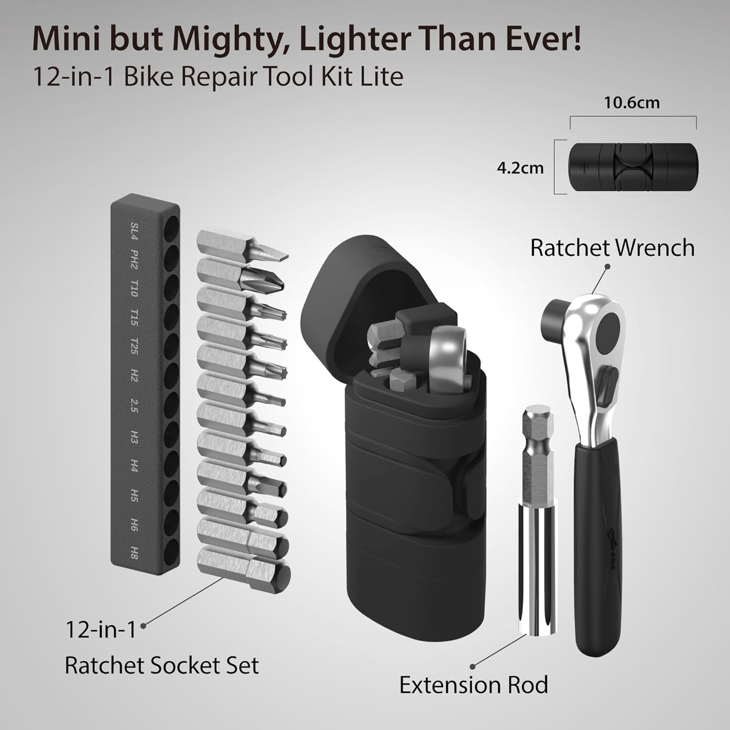 BONE Bike Portable Tool Kit Lite, 12-In-1 Mini Bicycle Repair Capsule, Scratch-Free & Waterproof Silicone Bag for Emergency Maintenance, Cycling Accessory with Ratchet Wrench for Biking & Home Repair image number 5