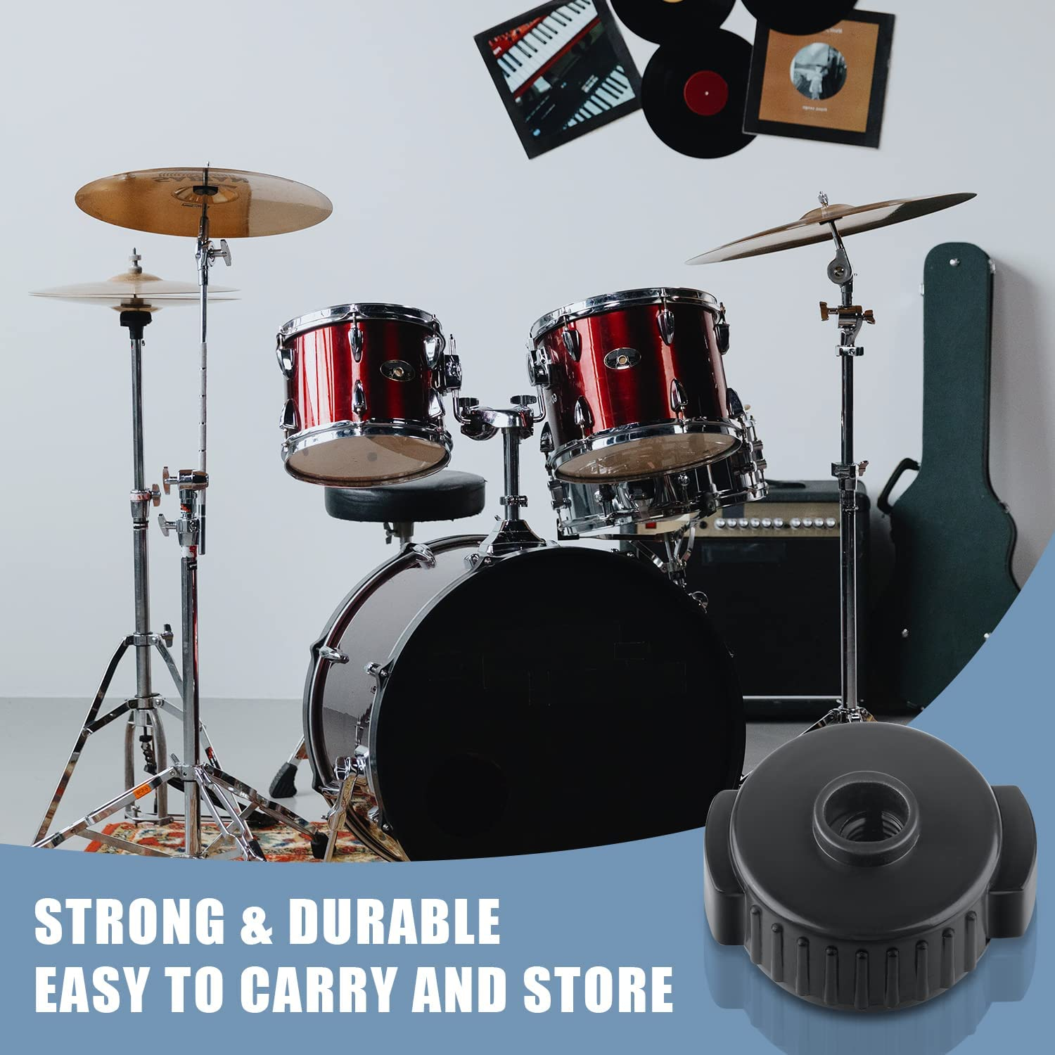 6Pcs Quick Release Cymbal Nuts, 8Mm Cymbal Mate Nut Black Plastic Cymbal Lock Nut for Percussion Drum Kit Jazz Drum Parts Accessories image number 3