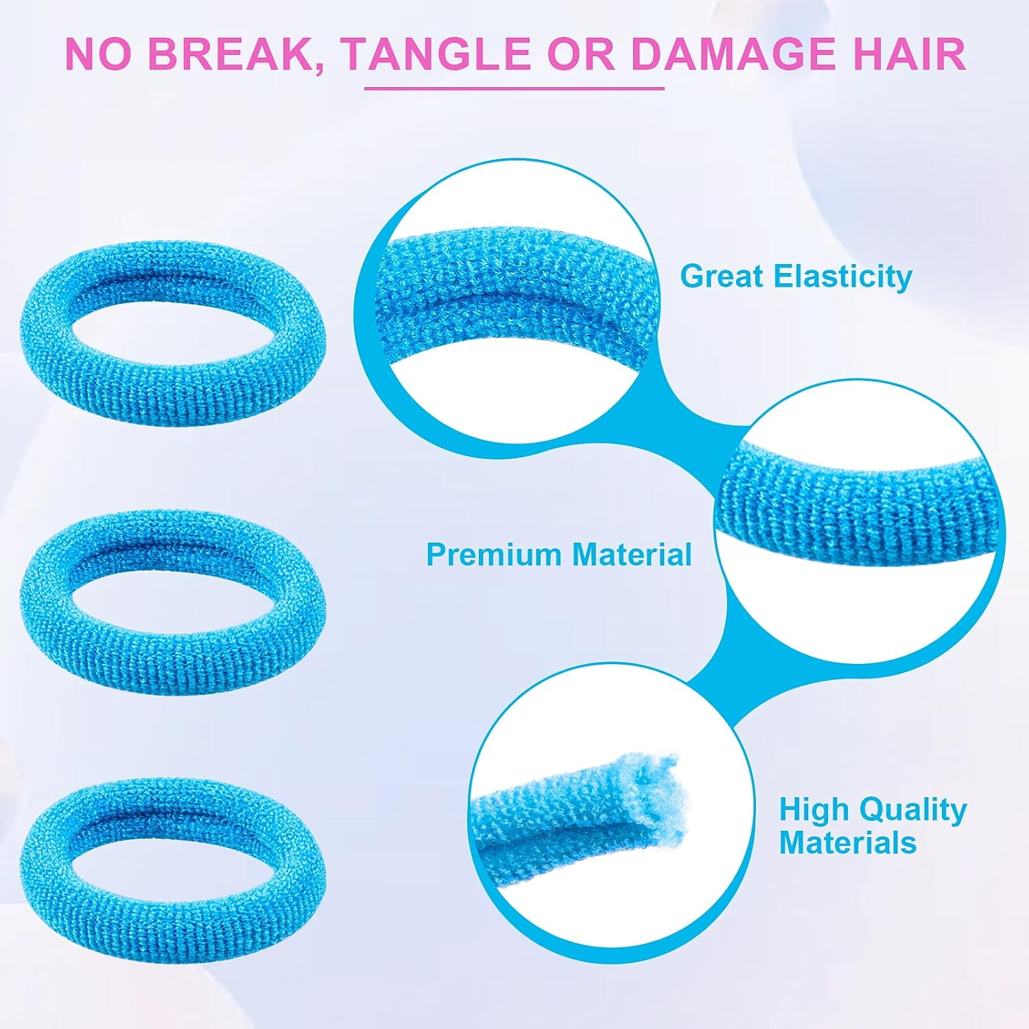 400 PCS Baby Hair Ties &ndash; No Damage Elastic Ponytail Holders, Soft Seamless Multicolor Hair Bands for Toddlers and Girls, Baby Hair Accessories (Mixed Blue) image number 6
