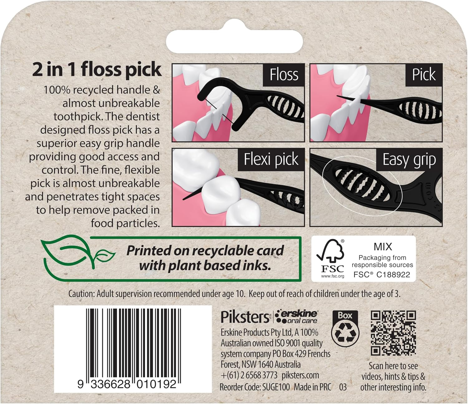 Piksters Supagrip Eco Floss Picks (Pack of 200) image number 2