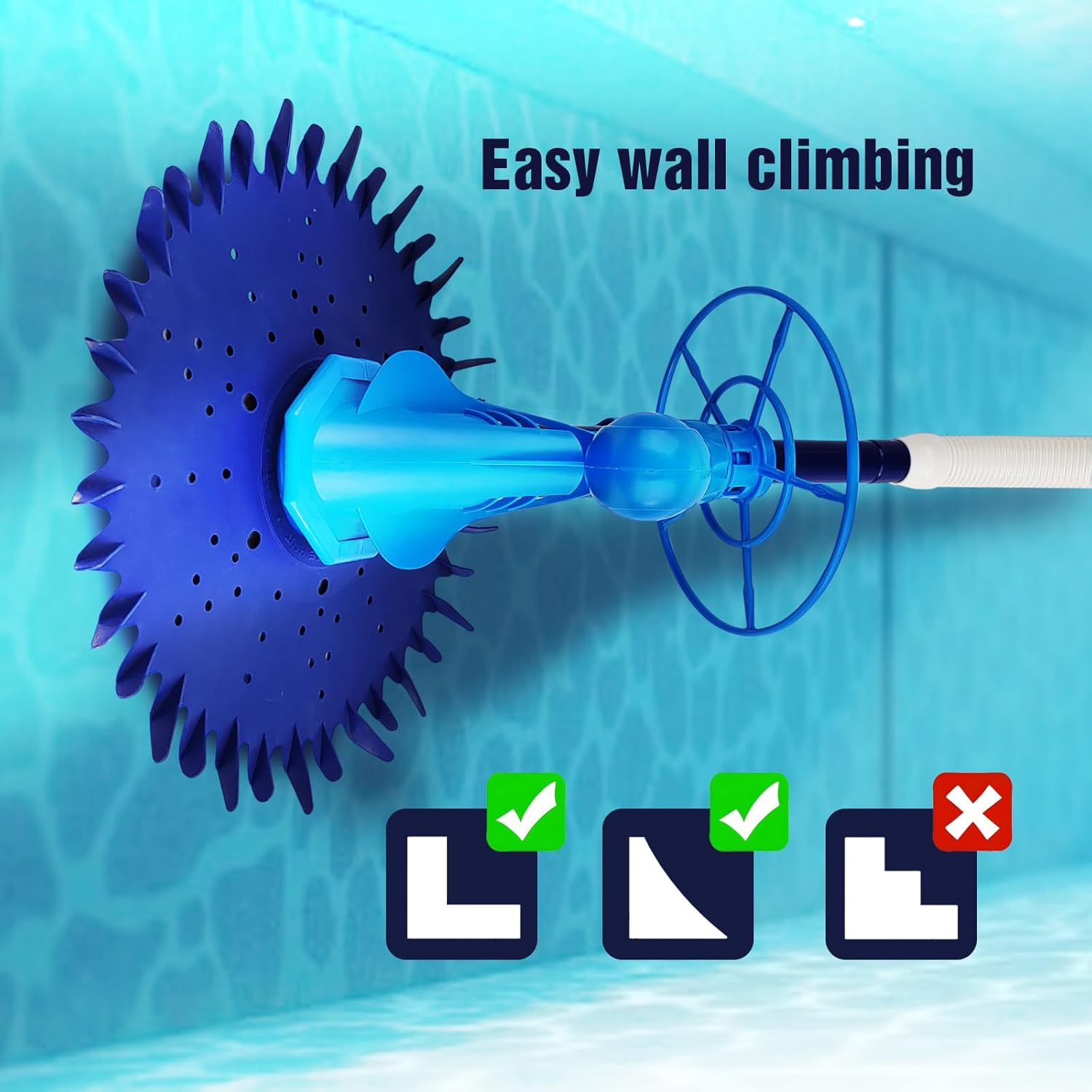 Pool Vacuum Anti-Slip for Inground Pools,Automatic Sweeper Pool Crawler Type Suction Cleaner with 10M Hoses, Silence Working with Super Diaphragm into Pool Stomach 1808 image number 5