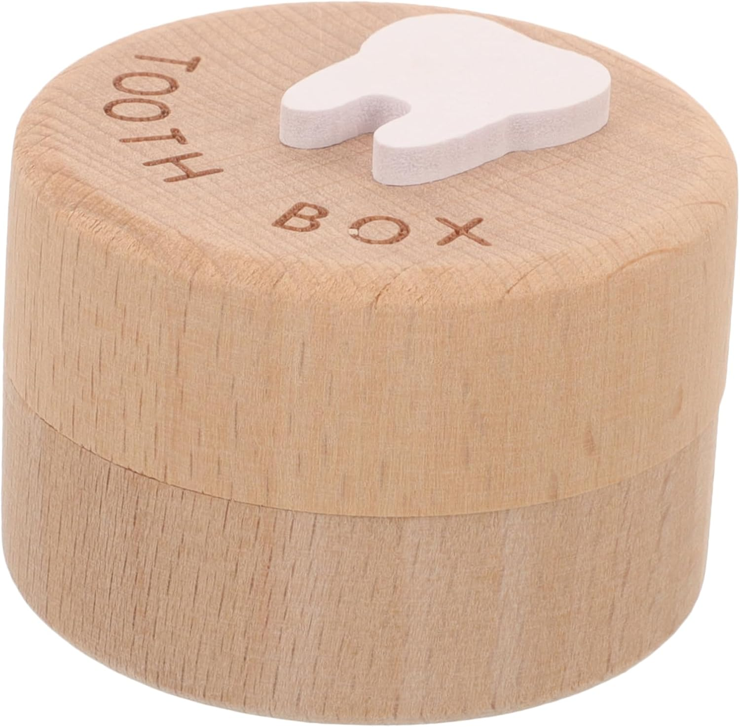 Wooden Baby Tooth Box Lid Baby Teeth Holder Fetal Hair Saver Small round Keepsake Organizer and Hair Collection image number 1