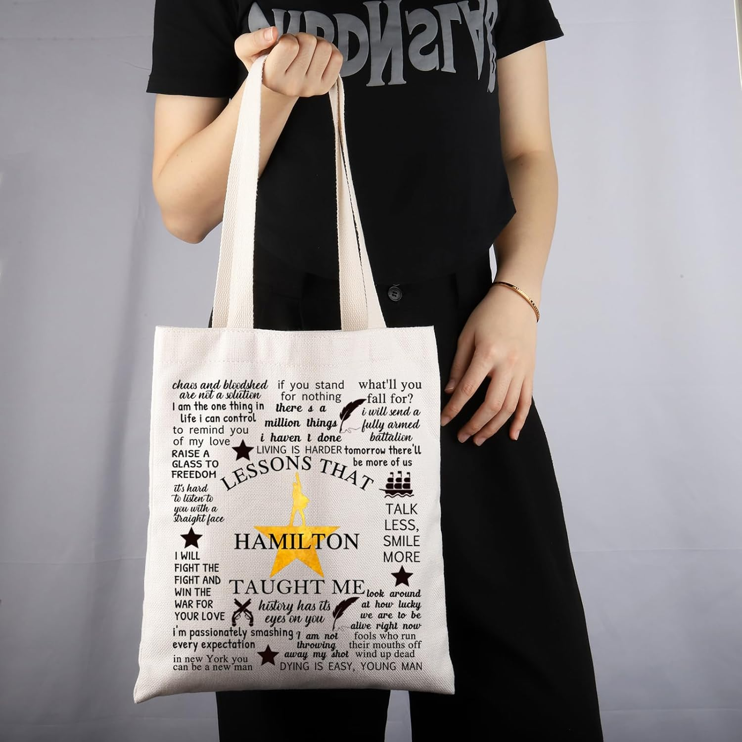 Hamilton Broadway Musical Encouragement Quote Tote Bag Hamilton Musical Lover Gift Hamilton Musical Merchandise - Ham Tote image number 6