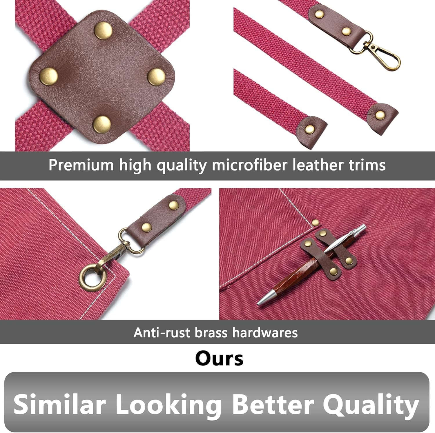 CONTAIL Chef Apron for Men Women, Canvas Aprons with Pockets-Cross Back Kitchen Apron for Cooking Grilling Baking BBQ Barber image number 2