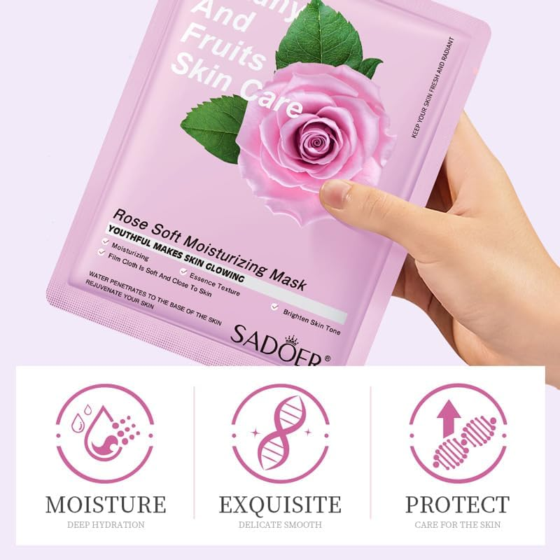 10-Pack Sheet Face Masks Skincare for All Skin Types, Hydrating & Nourishing Suitable for Sensitive Skin, Bulk Facial Mask Set for Women, Face Mask Gifts Set for Face Spa. image number 2