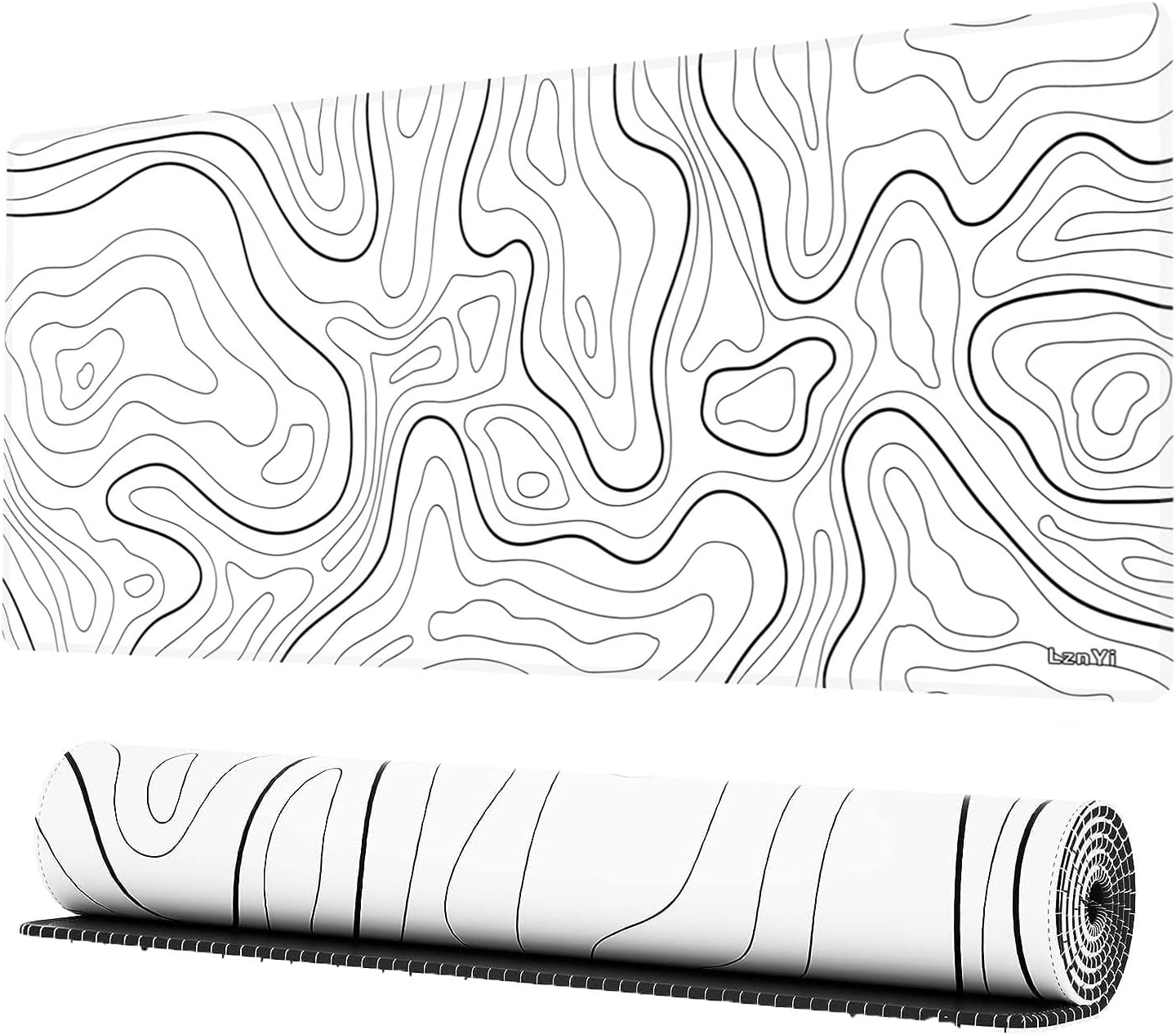 Lznyi Mouse Pad Large Gaming Desk Mat Extended Mousepad with Personalized Design Keyboard Pad for Laptop, Computer and PC - 600X300Cm Black World Map