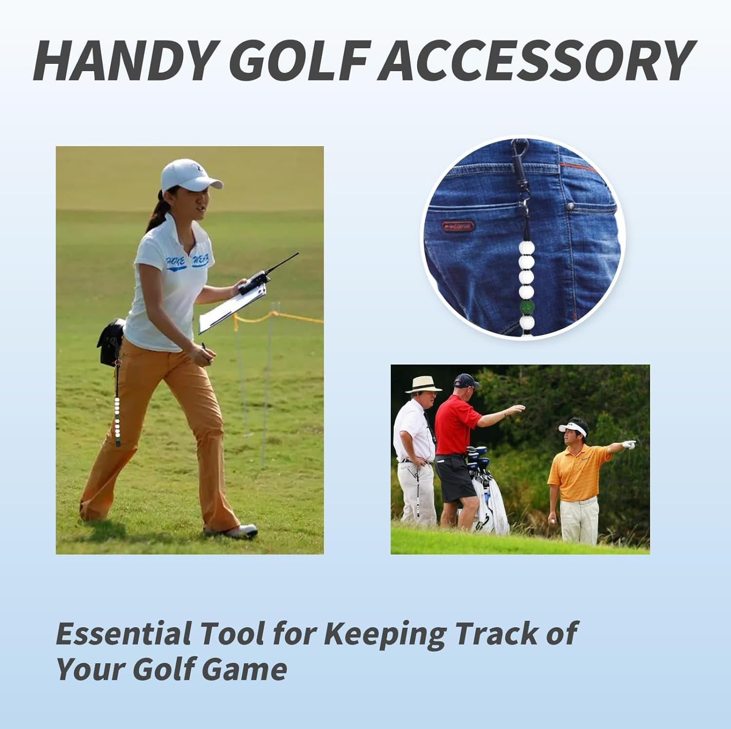 4 Piece Golf Beads Score Counter with Clip Record of Your Golf Stroke Score Golf Shot Count for Men and Women