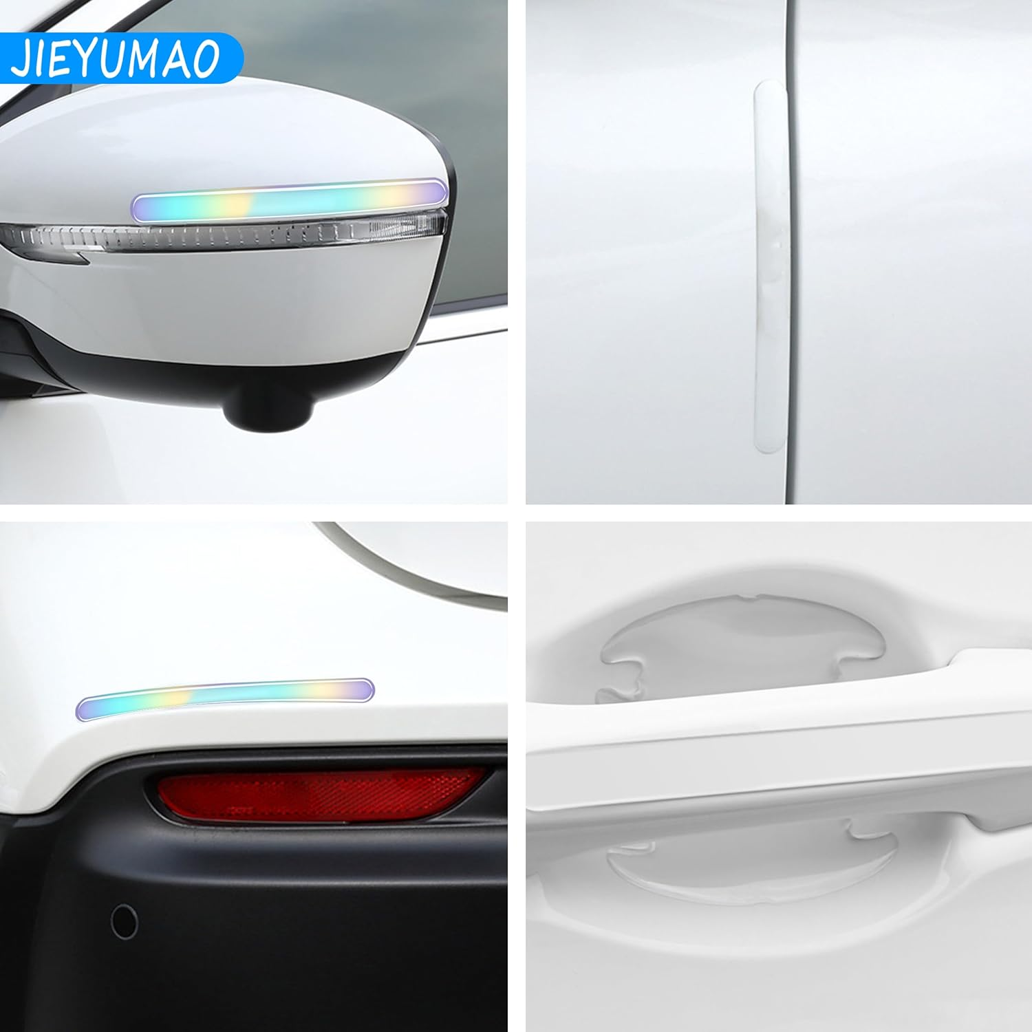 20Pcs Universal Car Door Handle Protector, 2 Colors Reflective Bowl Sticker, Plastic Material, Protects Door Handle from Scratches image number 4