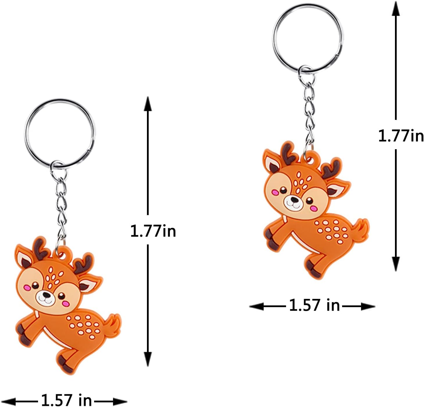 Imagitek 24 Pack Christmas Deer Keychains: 24 Fawn & Reindeer Keychains for Woodland Party Favors, Kids Birthday Party Bag Fillers, School Carnival Rewards, Woodland Baby Shower Party Favors