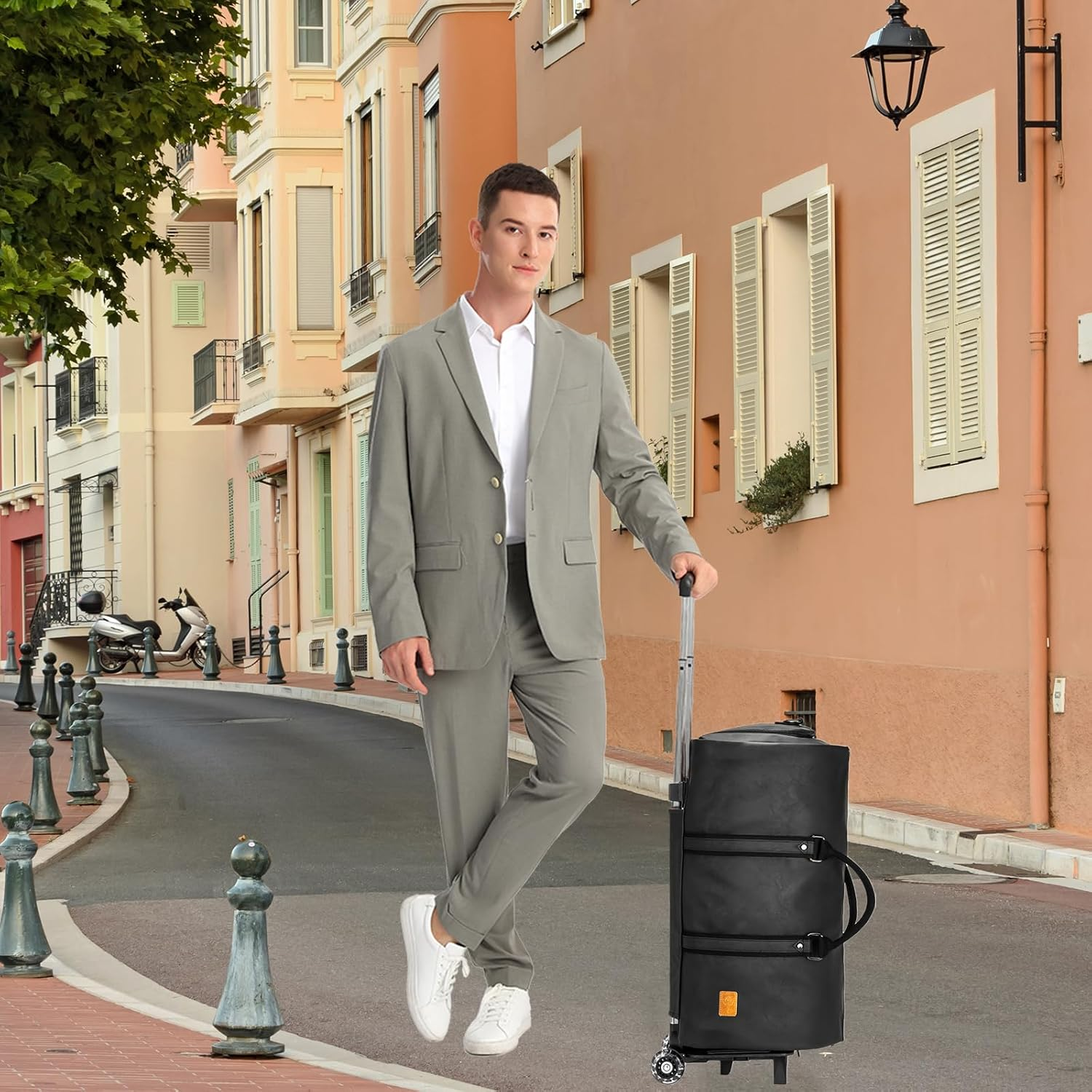 Seyfocnia Rolling Garment Bag,Wheeled Garment Bag for Travel with Wheels Overnight Bags with Wheels Carry on Garment Bag with Shoe Compartment Suitcase Convertible Garment Duffle Bag, Black, Classic image number 3