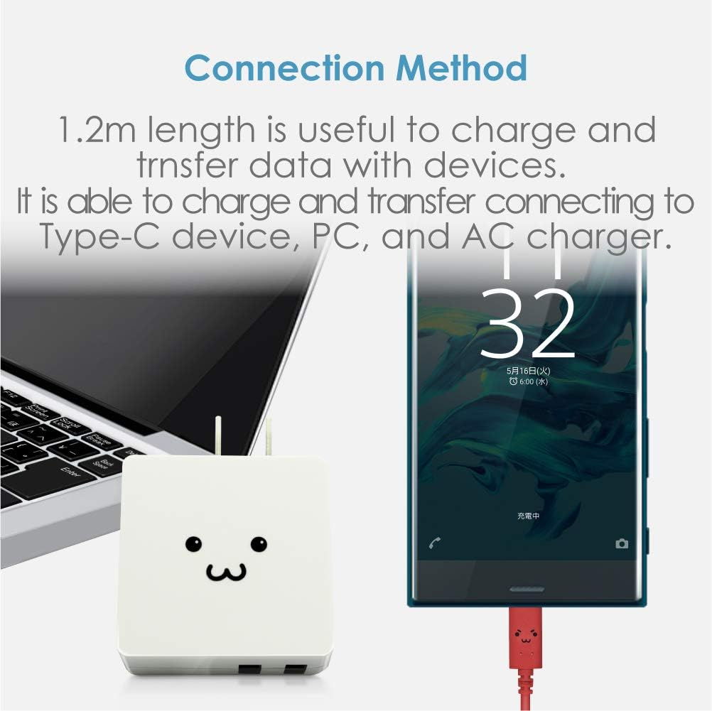 Elecom MPA-FAC12CRD USB Type-A to Type-C Charging Cable, 15W, 3A, Rapid Charging, USB 2.0 Compliant, 3.8 Ft (1.2 M), Red - Blue image number 5