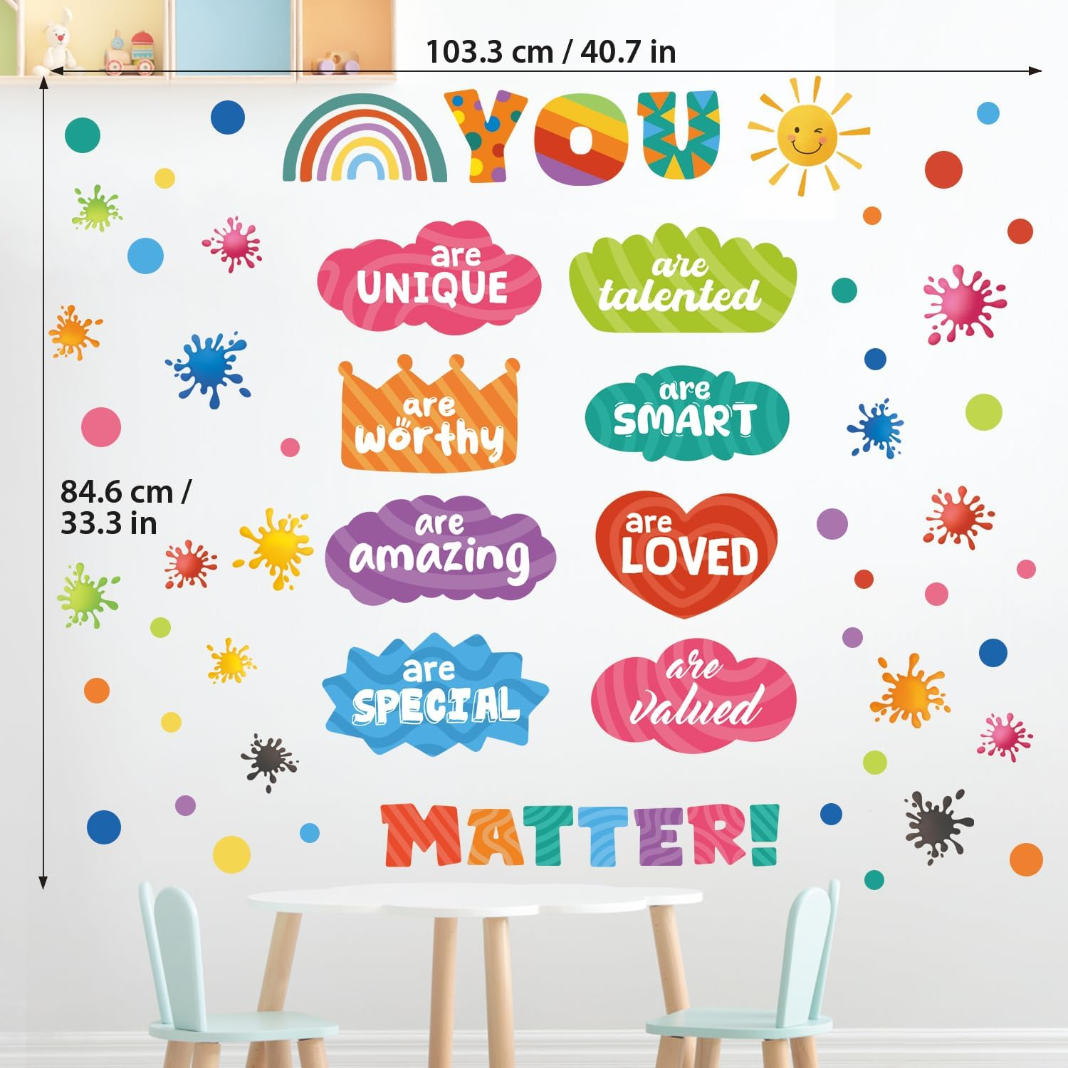 DECOWALL DS9-8082 Inspirational Quotes Wall Stickers Colorful Decals Kids Playroom School Classroom Nursery Educational Positive Motivational Phrases image number 1