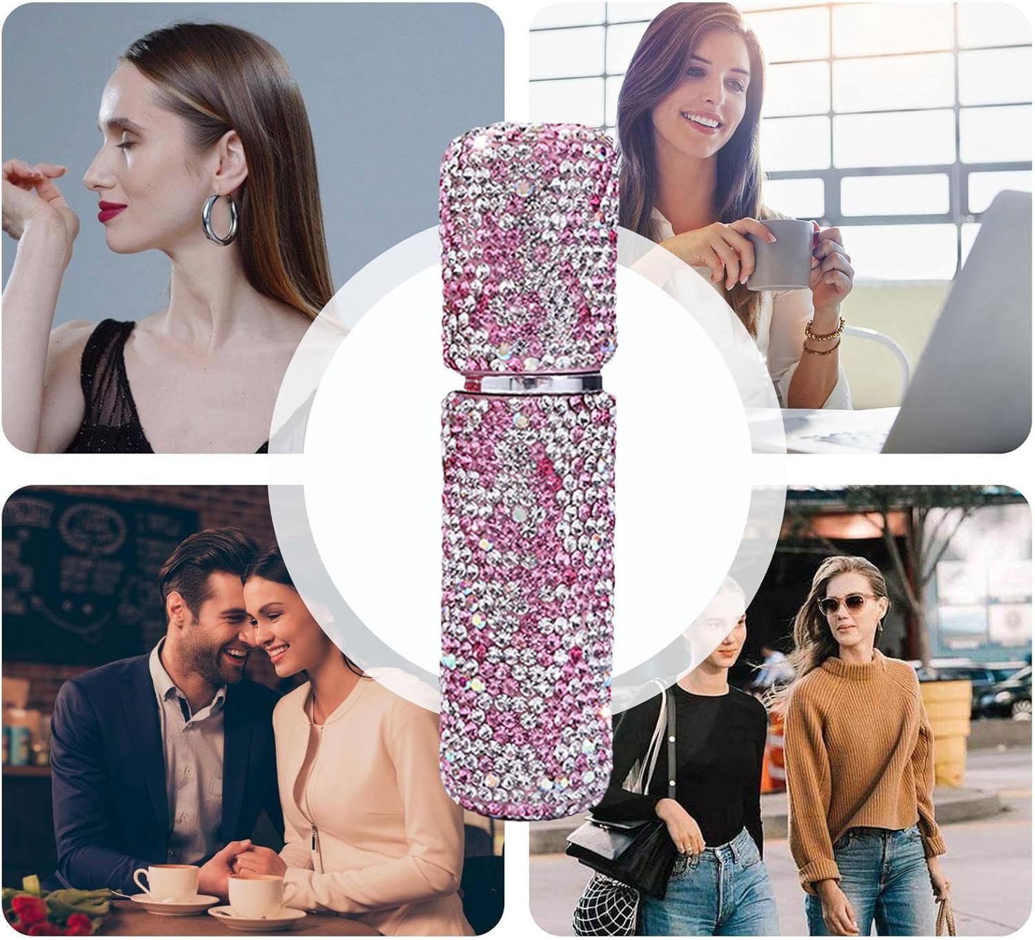 Fid&egrave;re Perfume Spray - 10Ml Sparkling Glass Refillable Bottle, Portable Mini Cosmetic Sprayer for Perfume Oil, Travel Home Bag, Stylish Gift for Women and Men | Pair - White/Dark Grey Heather image number 5