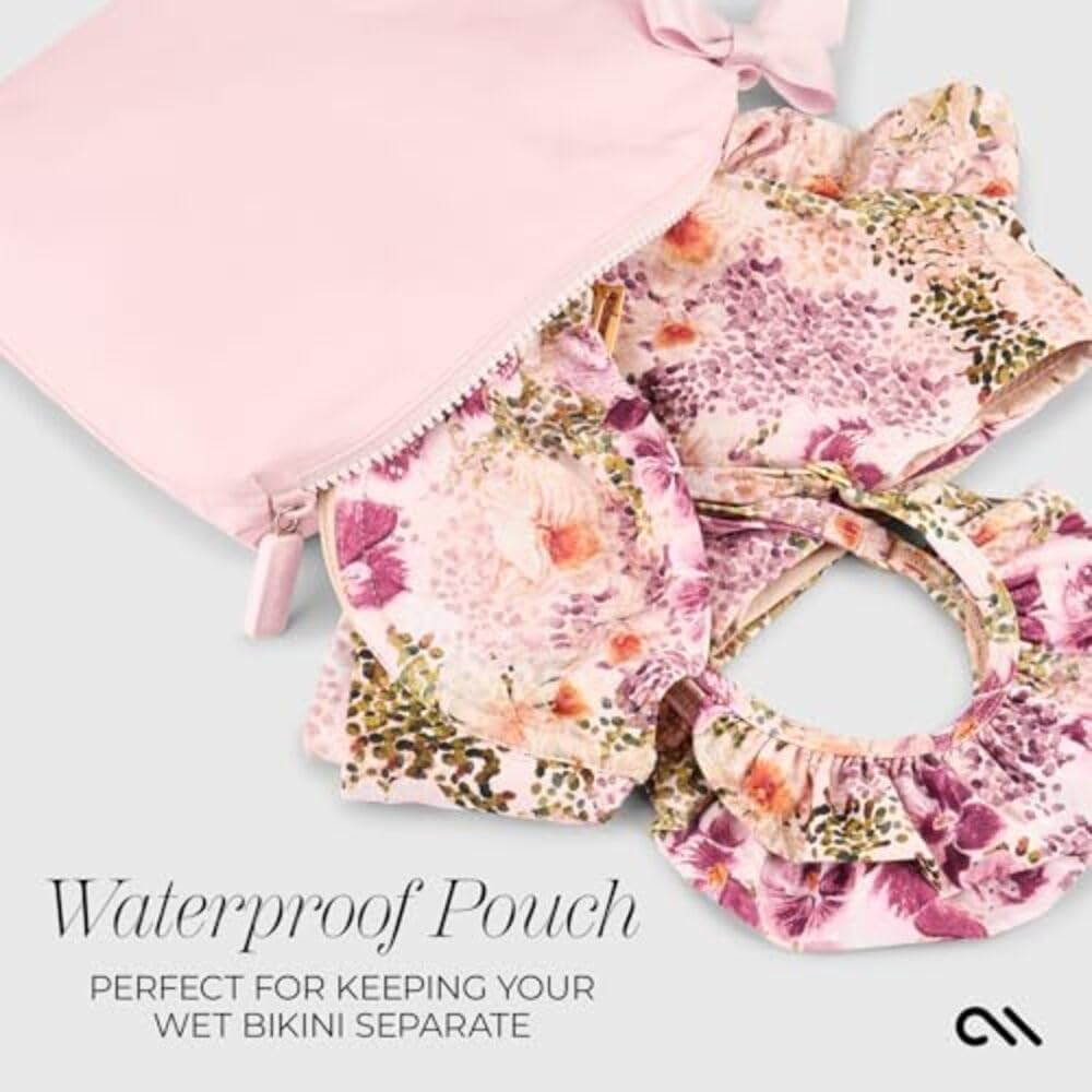 Case-Mate Essential Beach Bow Zip Pouch - Water-Proof Travel Bag for Toiletries & Beach Essentials - Perfect Small Cosmetic Bag for Secure Storage - Ballet Pink image number 5