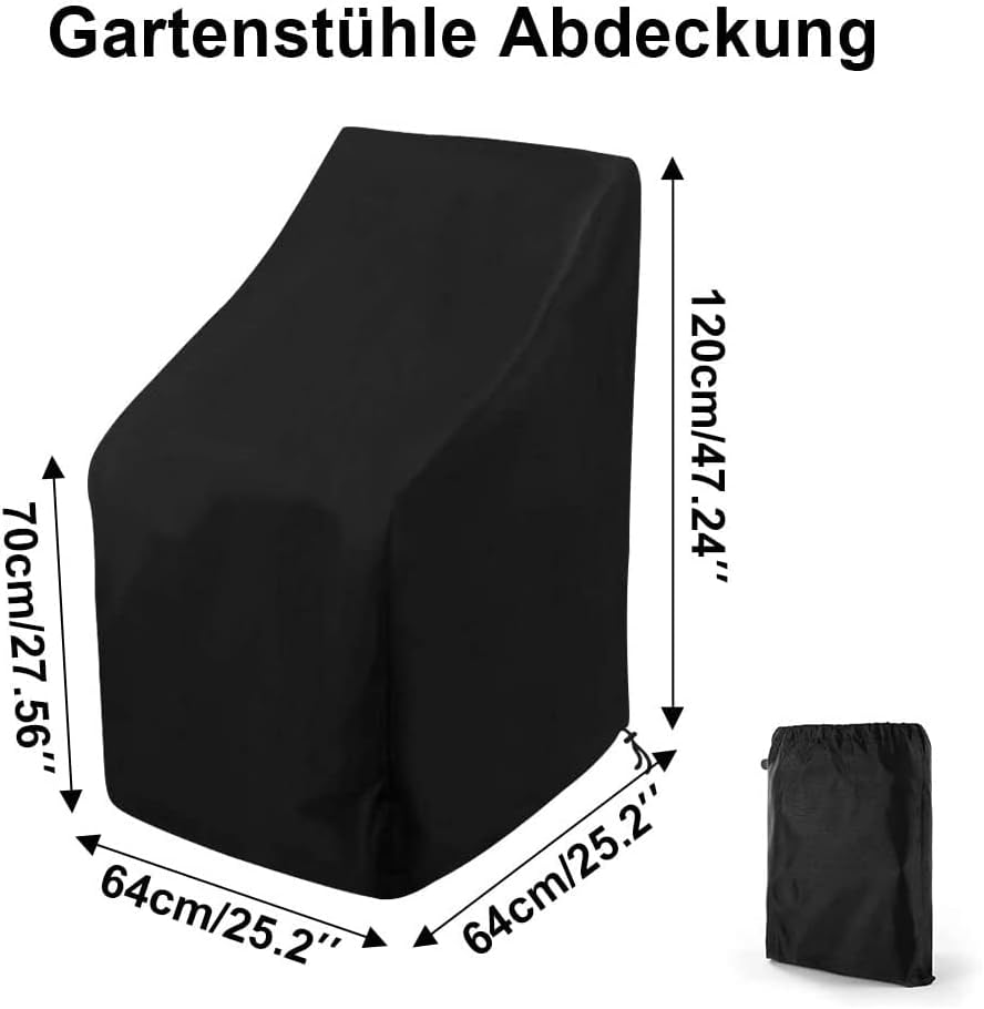 Stacking Outdoor Chair Cover Waterproof Garden Chair Covers,Patio Cover for Stackable Reclining Chairs,Tear Resistant Outdoor Furniture Protector (64X64X120Cm), Patio Chair Cover, Outdoor Chair Covers image number 4