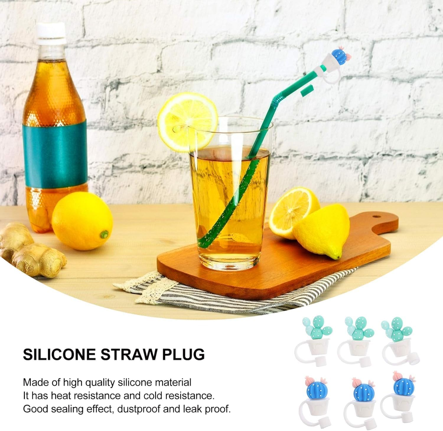 THJOPOKEEL 4Pcs Cactus Straw Plugs, Silicone Drinking Straws Drinking Straw Caps Reusable Silicone Straw Caps for 6-8Mm Straw Tips Protection Sleeve, Drinking Pipe Cover Cute Topper