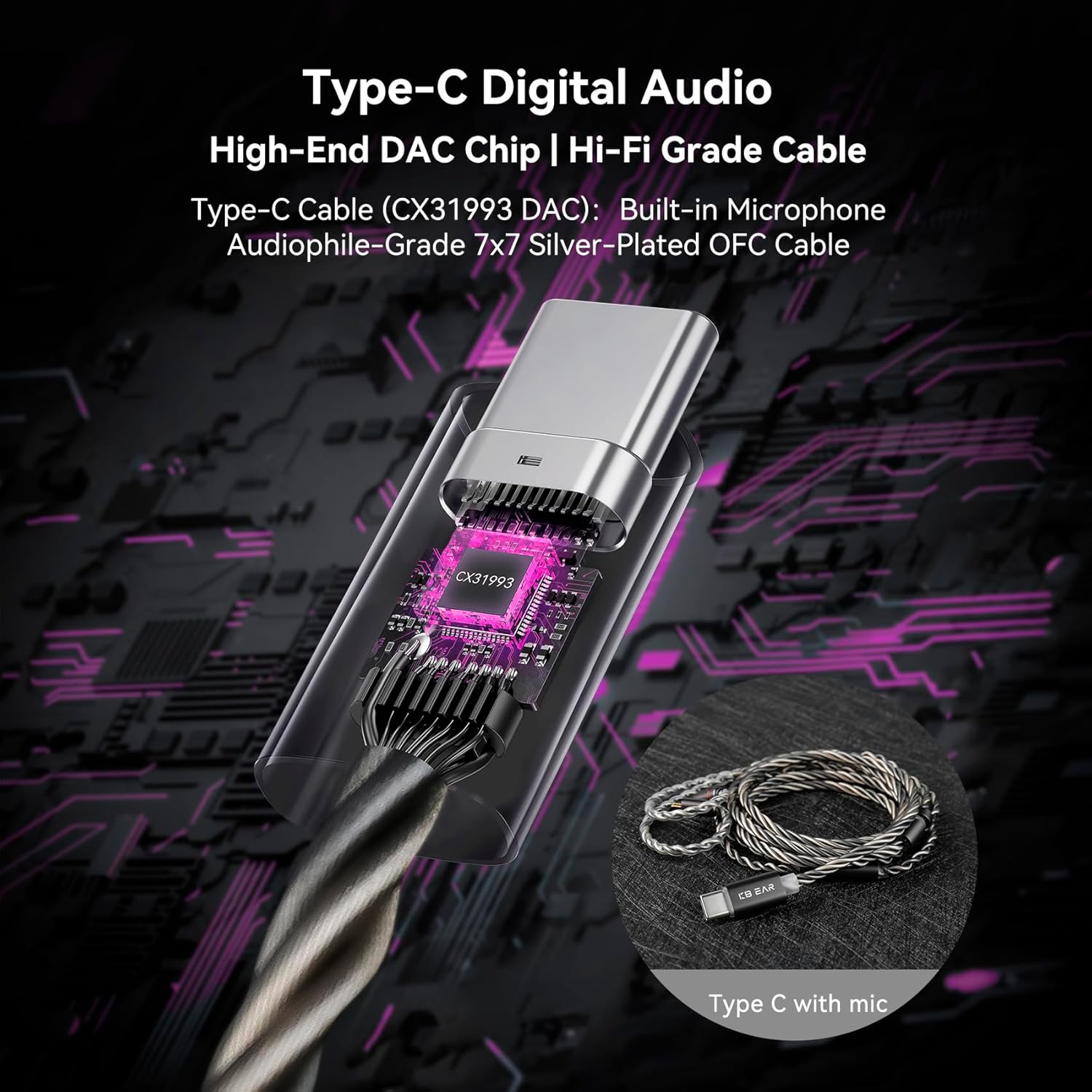 Yinyoo KBEAR TB-PRO Wired Earphones USB C In-Ear Monitor Headphones Hifi with 10 Mm Dual Magnetic Zinc Alloy Gear Design Gaming Earplugs for Trips & Commuting (Type-C, with Mic) image number 2