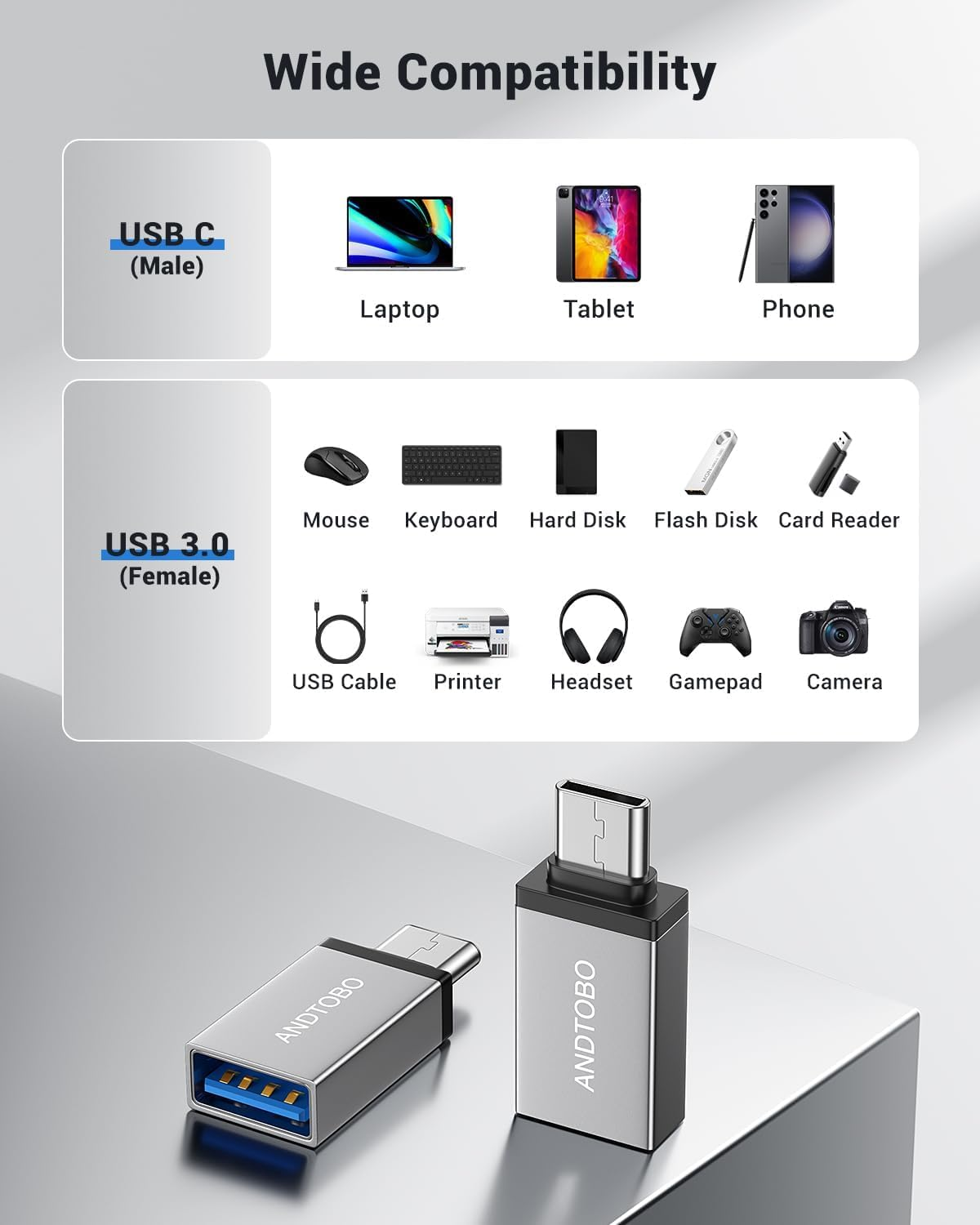 USB C to USB Adapter (4 Pack), USB 3.2 Gen 2 to USB C Adapter Thunderbolt 4/3 to USB Adapter OTG Compatible with Iphone 15/15Pro Max/15 Plus, Macbook Pro Air 2023, Ipad Pro, Galaxy S23/S22/S21/S20/S23 image number 6