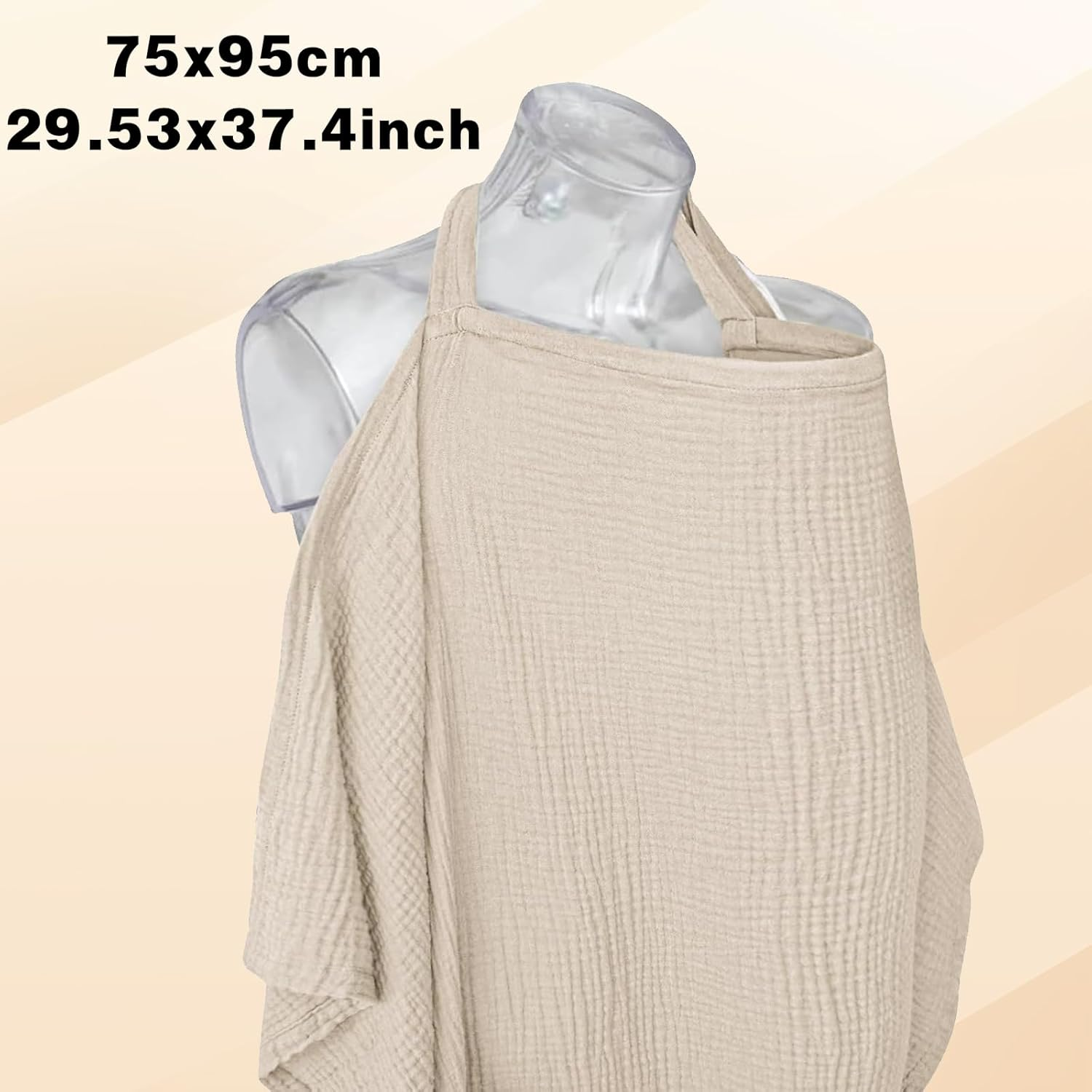 Muslin Nursing Cover Discreet Breastfeeding Cover with Arched Neckline Soft and Breathable Cotton Nursing Cover Multi-Purpose Stroller Cover for Baby Breastfeeding Suitable for Mom Nursing Apron image number 3