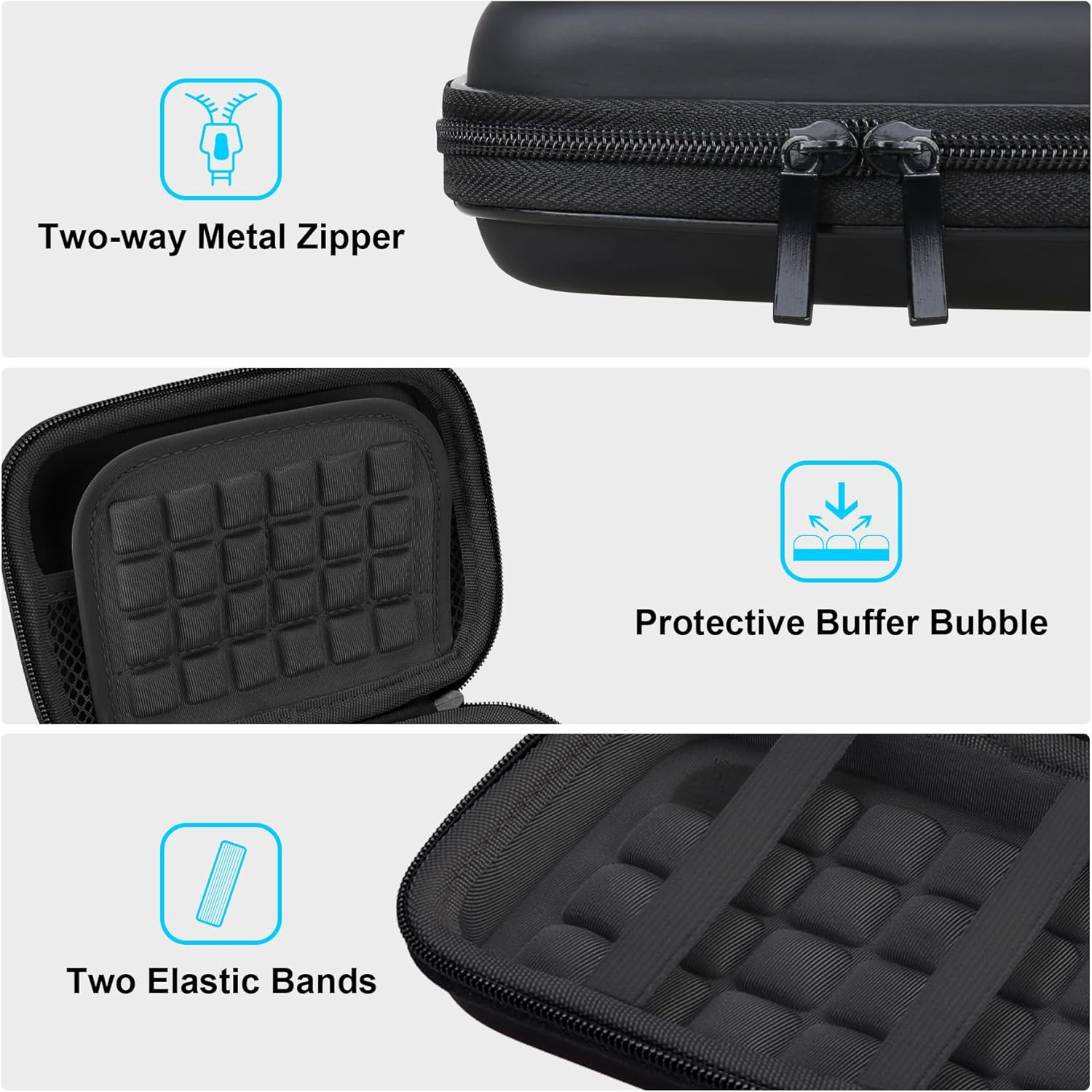 Lacdo Hard Drive Carrying Case for Toshiba Canvio Basics/Canvio Flex/Canvio Advance/Canvio Gaming Portable External Hard Drive 1TB 2TB 3TB 4TB 2.5 Inch HDD Shockproof Travel Bag, Black+Black image number 1