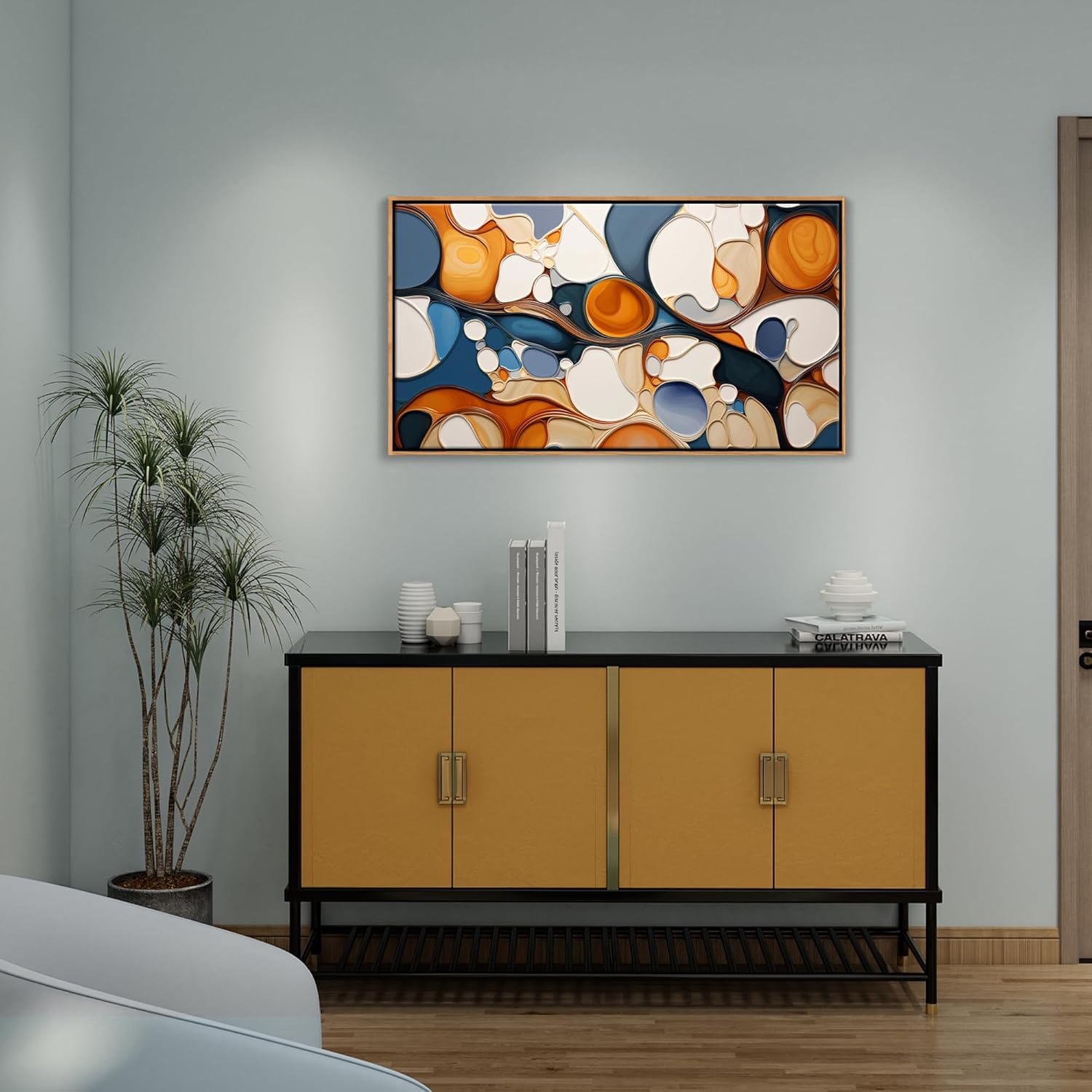 AJAZIKO Abstract Wall Art - Colorful Canvas Wall Art, Framed for Living Room Decor - Modern Large Wall Art - above Bed Wall Decor for Dedroom -Oil Painting Wall Art, 20&times;40IN image number 1