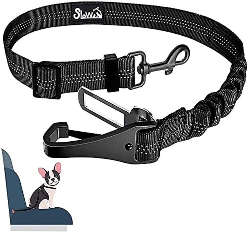 Slowton Dog Seat Belts for Car, 2 Packs Safety Dog Car Seat Belt Latch Bar Attachment Metal Buckle Dog Car Seatbelt Vehicle Trip Travel for Dogs Heavy Duty Elastic Tether for Daily Use in Car
