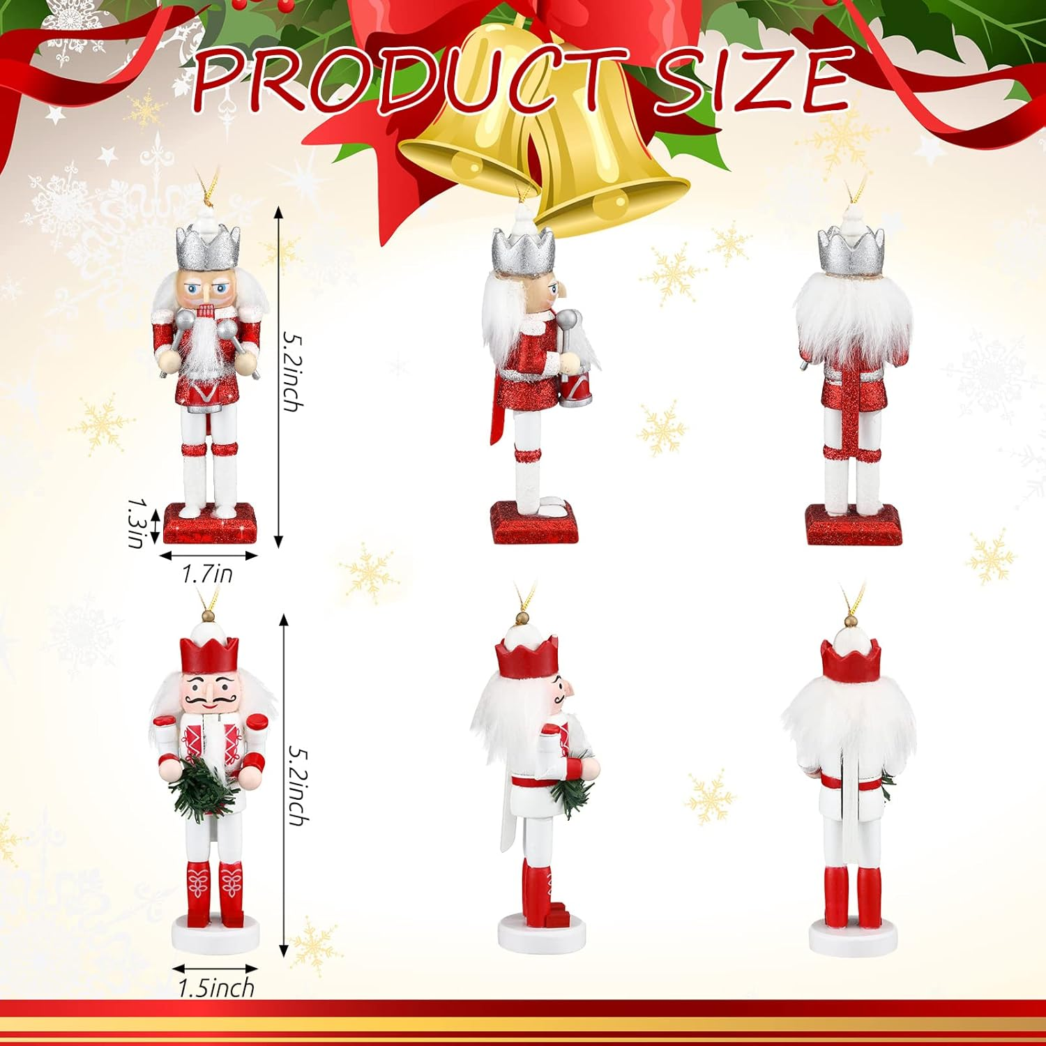 10 Pcs Christmas Nutcracker Ornaments Wooden Nutcracker Hanging Decorations 5 Inch Tall Nutcracker Figures Nutcracker Christmas Decorations Nutcracker Soldiers for Figures Puppet Toy (Red Series) - Red image number 5