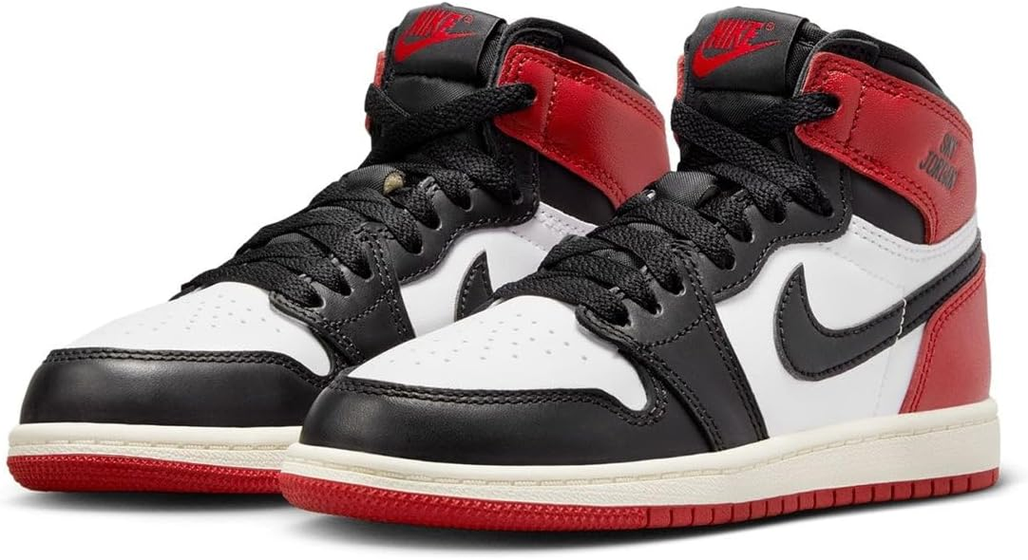 Jordan Little Kid'S 1 Retro High OG 'Black Toe Reimagined' (FD1412 106), White/Black-Varsity Red-Sail, 13.5 Little Kid image number 2