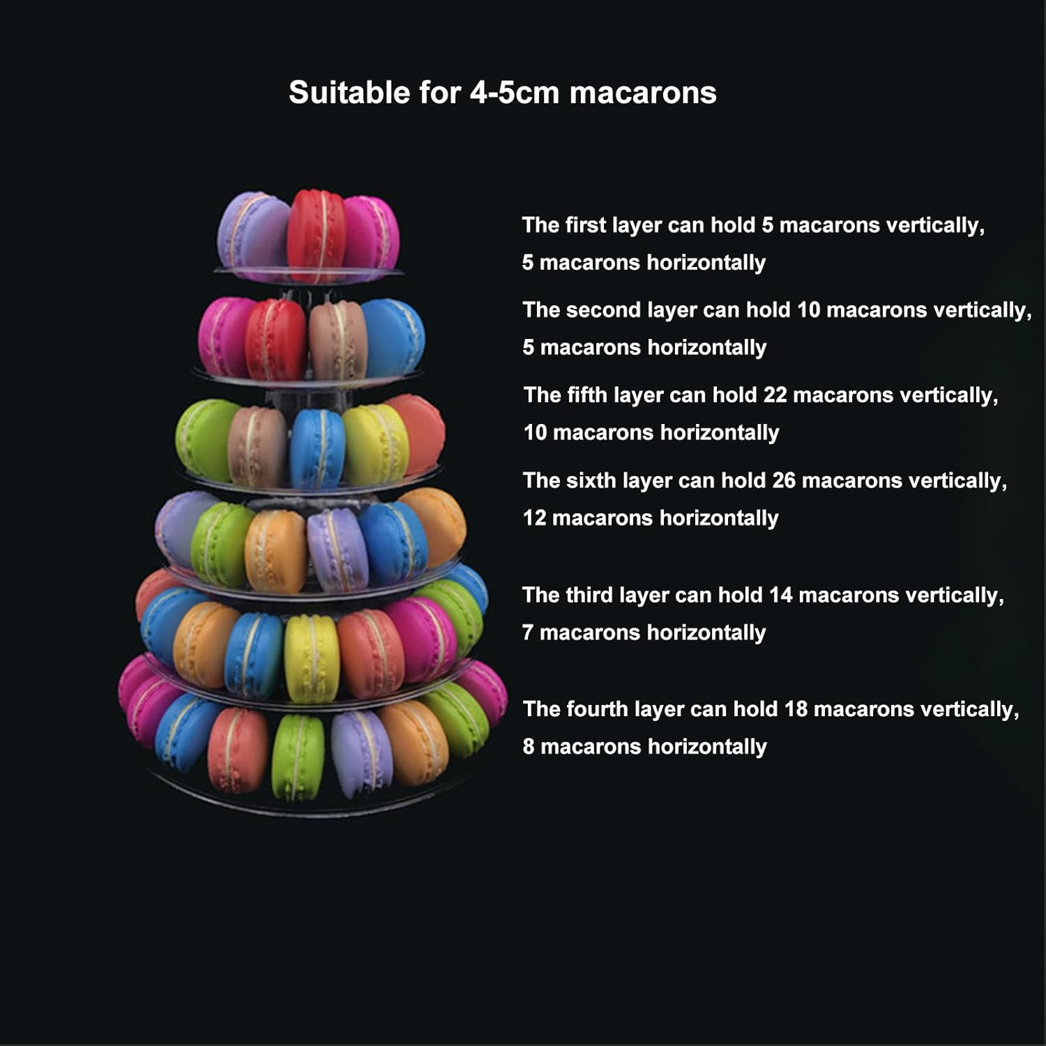 XUNQUCOM 6 Tier Plastic round Cake Stand Macaron Tower, Cupcake Dessert Display Stand Pastry Food Display for Wedding Baby Shower Birthday Decor