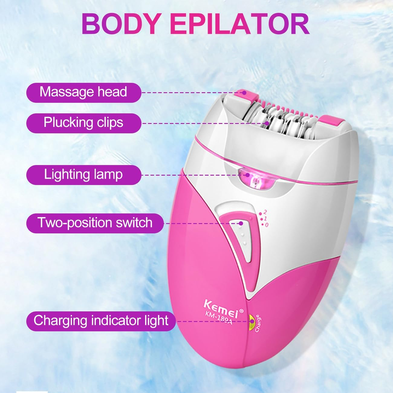 Epilator for Women,Cordless Electric Epilators with LED Light,Rechargeable Hair Removal Device with 21 Tweezers and 2 Speed Settings,Facial & Body Hair Remover for Women/Men/Girls image number 5