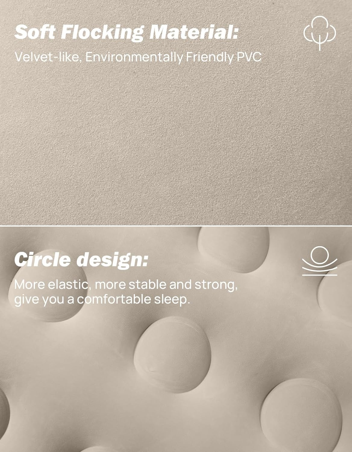 JOYTUTUS SUV Air Mattress Camping Bed,3.0 Thickened Flocking Car Camping Inflatable Mattress,Anti-Leakage,With 2 Pillows & Electric Pump Universal Car Bed for SUV Trunk and Rear Seat,Camel - Grey Blue image number 2