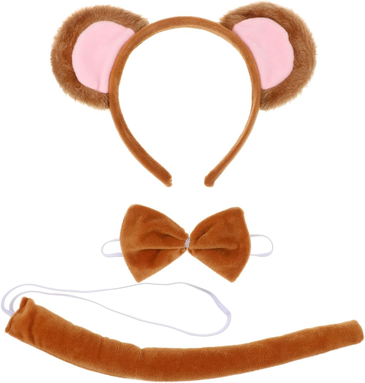 Monkey Themed Dress-Up Set Includes Headband Ears Tail & Bowtie for Halloween Cosplay Animal Inspired Costumes image number 1