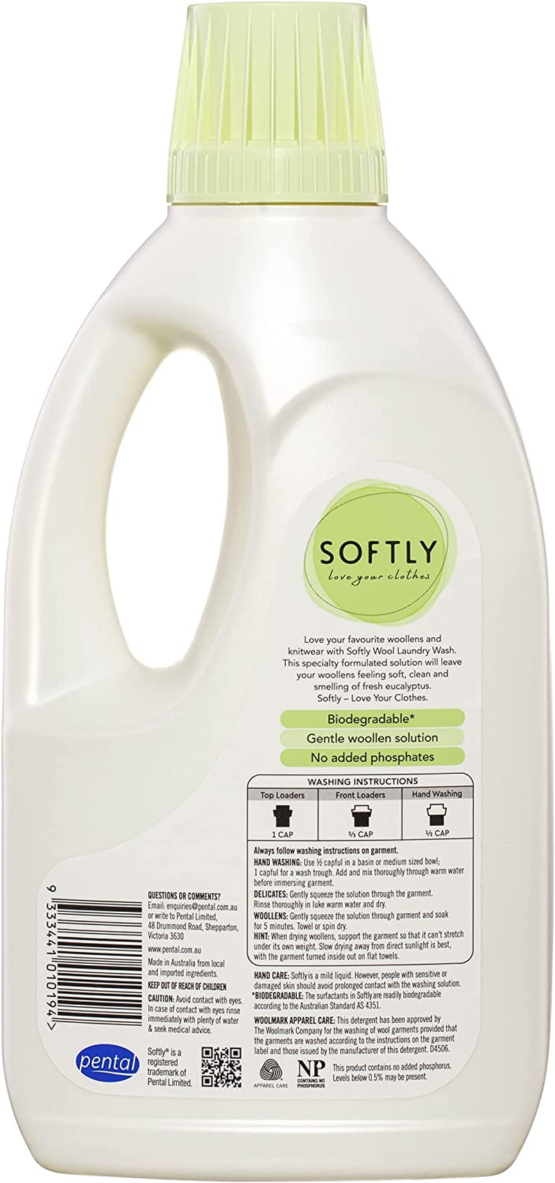 Softly Wool Wash Fabric Solution, Eucalyptus, 1.25 L image number 1