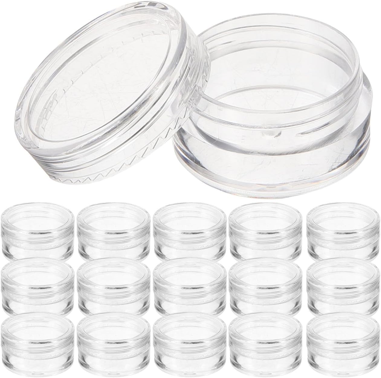 Baluue 20 Pieces Sample Containers with Lids, Clear Plastic Cosmetic Containers Refillable Sample Jars Portable for Creams Lotion Liquid Storage, 5 Gram