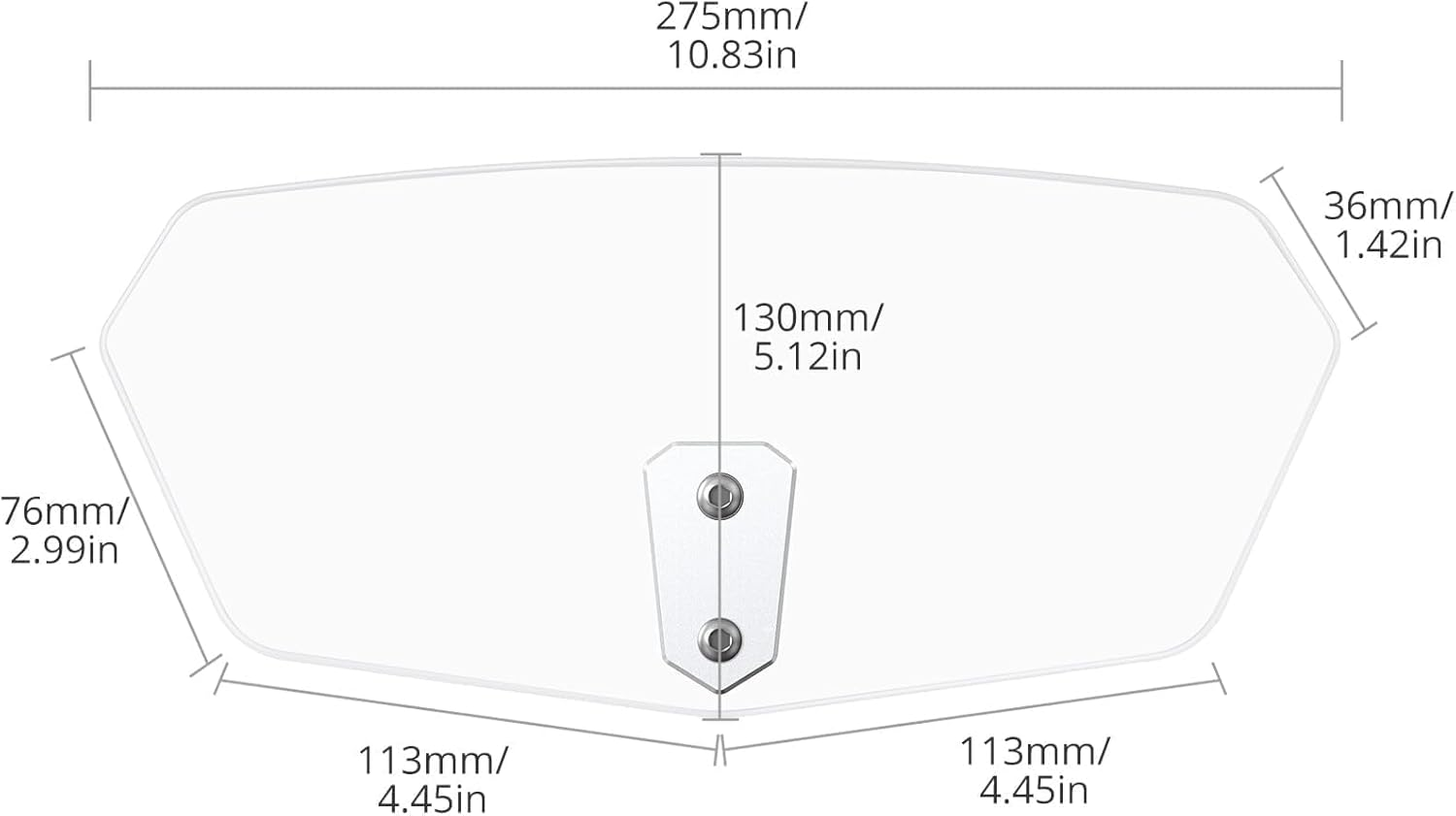 Justech Motorcycle Windshield, Adjustable Motorcycle Windshield Extension Spoiler Clips, Universal Windscreen Wind Air Deflector for Kawasaki BMW Triumph Motorbike-Transparent, Silver Bracket