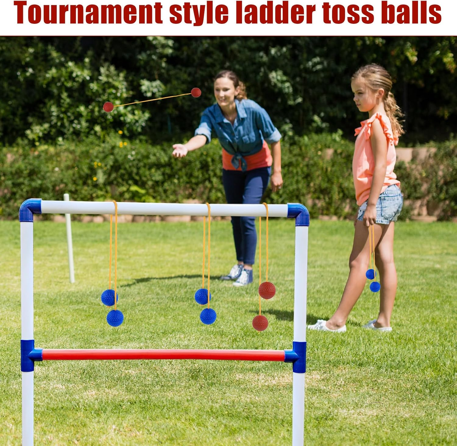 PEUTIER 6 Packs Ladder Ball Replacement, Ladder Ball Toss Game Ladderball Throwing Ball Tournament-Style Balls Accessories for Sports Game Toss Match (Red&Blue) image number 2