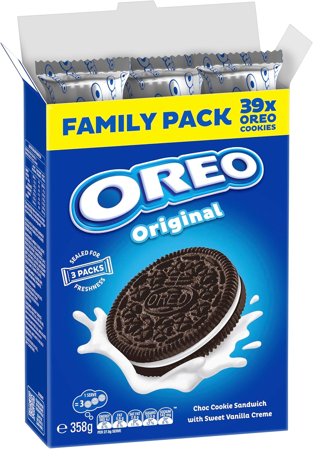 OREO Original Sandwich Biscuit Family Pack 358G - Pack Of 2 image number 1