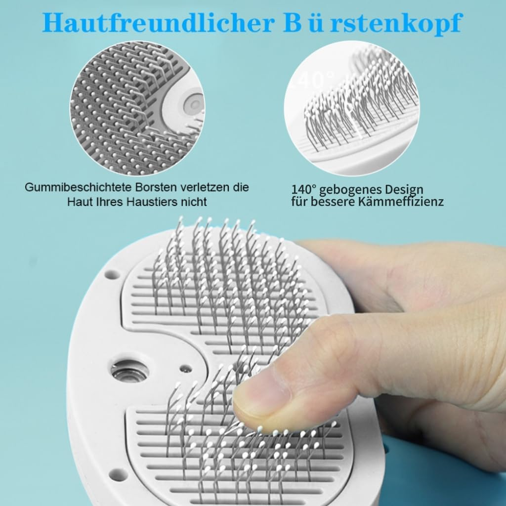 CEWROM Cat Brush with Steam, 3-In-1 Steam Brush Cat, Antistatic Knot-Resistant Hair Removal, Pet Brush, Self-Cleaning One Button with Water Tank, Cat Care Brush for Long Hair, Short Hair, White image number 4