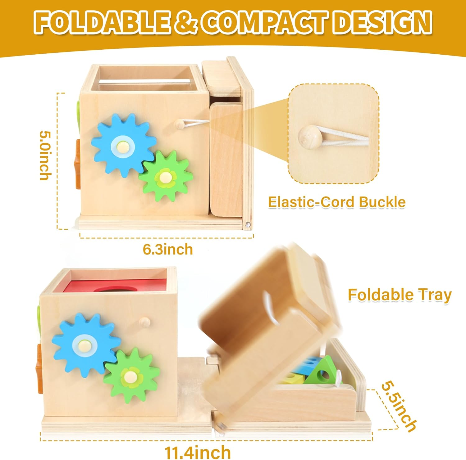 Wooden Montessori Baby Toys, 8-In-1 Wooden Play Kit Includes Object Permanent Box, Coin Box, Carrot Harvest, Shape Sorting & Stacking - Montessori Toys for Boys Girls Toddlers (Standard Edition) image number 3