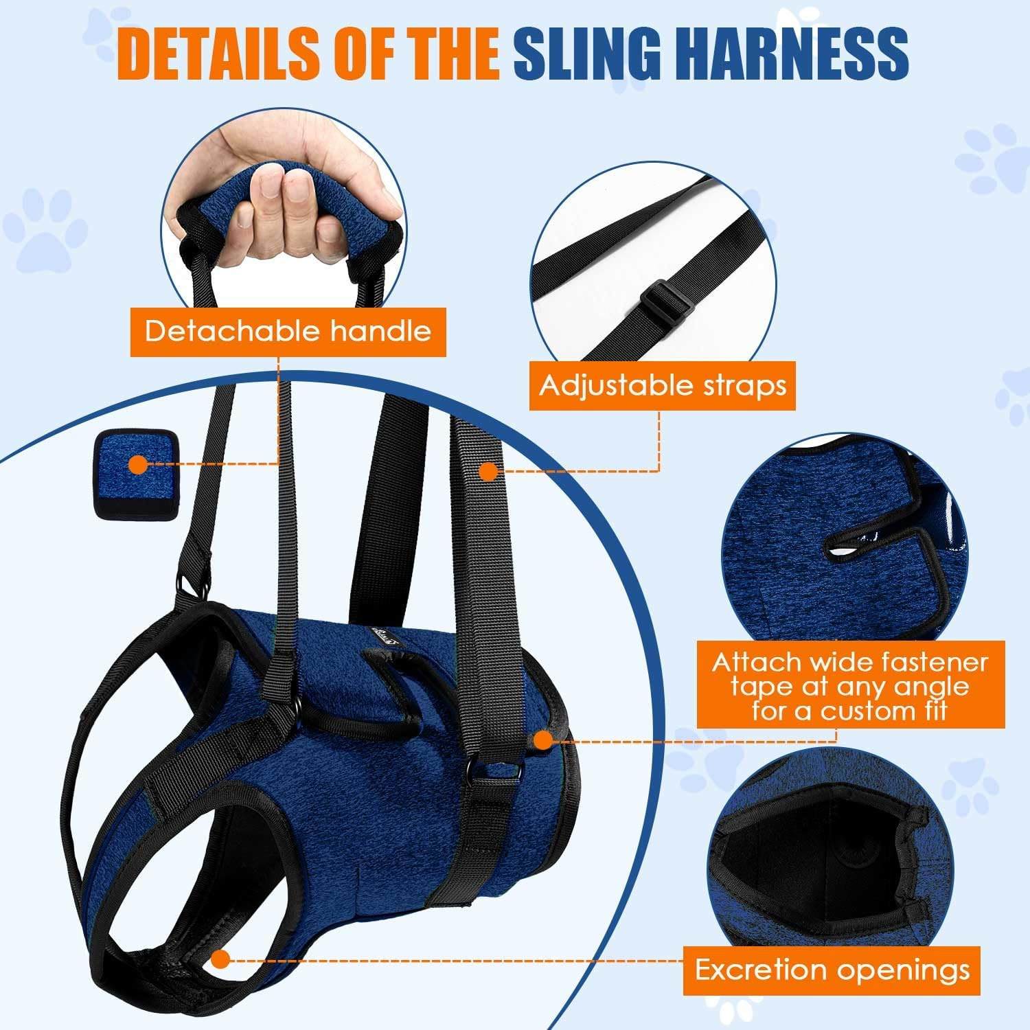 AUTOWT Dog Sling Harness, Hind Leg Support Sling for Elderly Injured Arthritic Disabled Dogs Provides Rehabilitation Aid for Weak Back Legs, Comfy Pet Auxiliary Harness for Walking Climbing image number 3