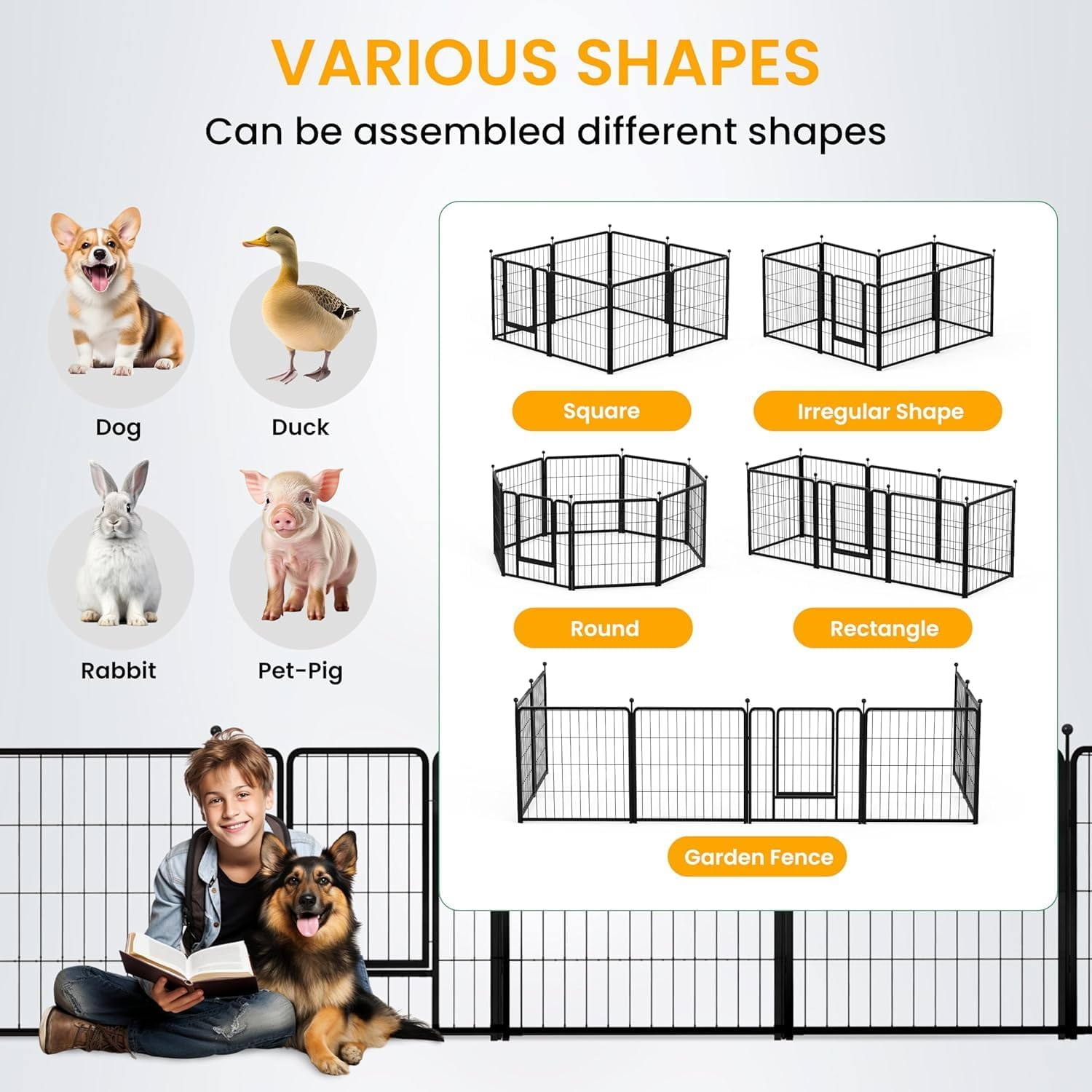 Dog Playpen 32 Inch 8 Panels, Ideal Dog Fence for Small/Medium Dogs Indoor & Outdoor Bliss, Perfect Dog Pen for Camping, Yard, RV, Garden Fence image number 5
